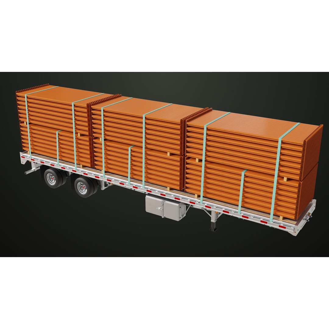 Flatbed Trailer 3D Model – Low Poly PBR Game Asset, Blender, FBX - View 9