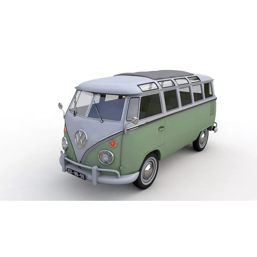 Volkswagen T1 Split Screen 1967 3D Model – Detailed Game-Ready Asset, FBX, OBJ, Blender - View 2