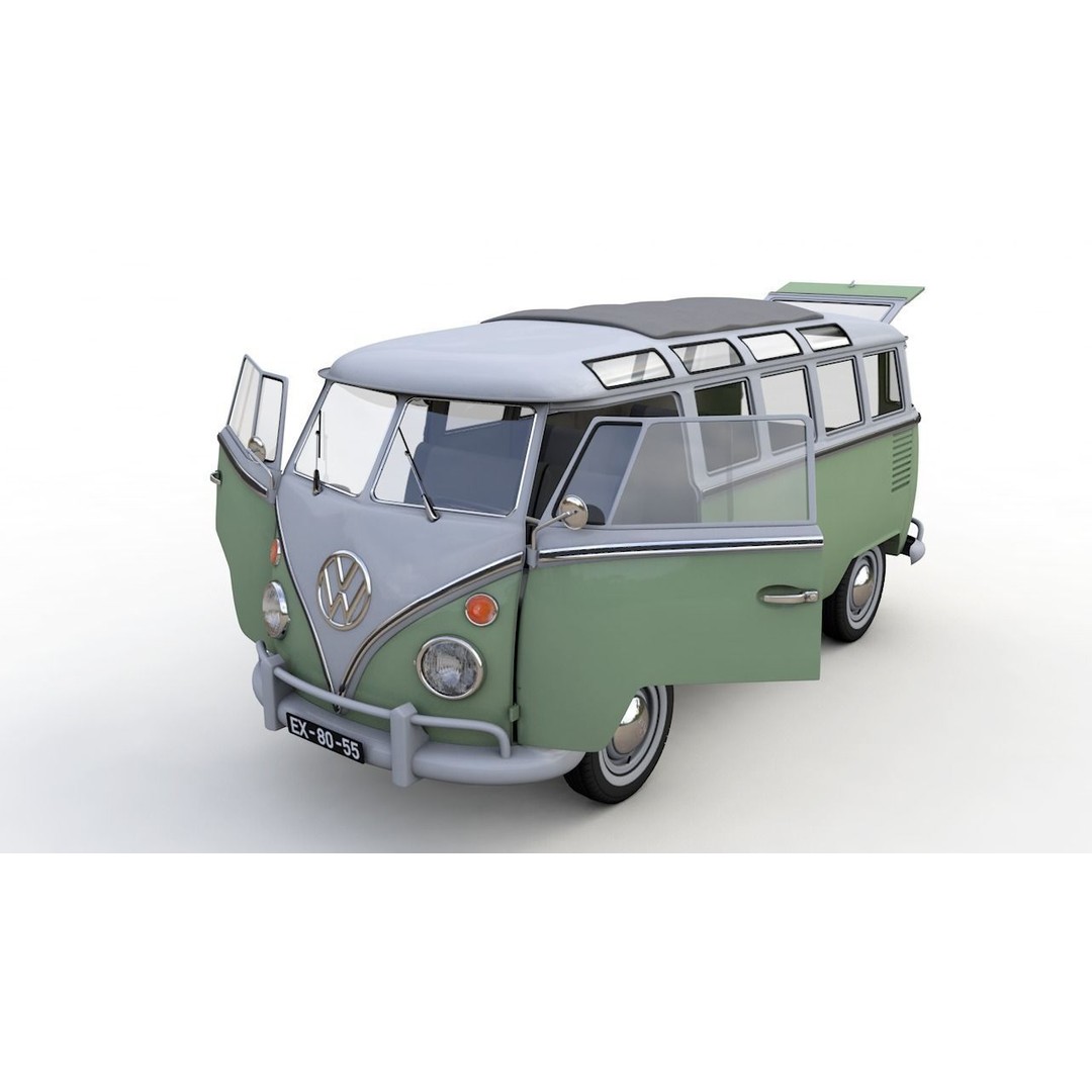 Volkswagen T1 Split Screen 1967 3D Model – Detailed Game-Ready Asset, FBX, OBJ, Blender - View 3