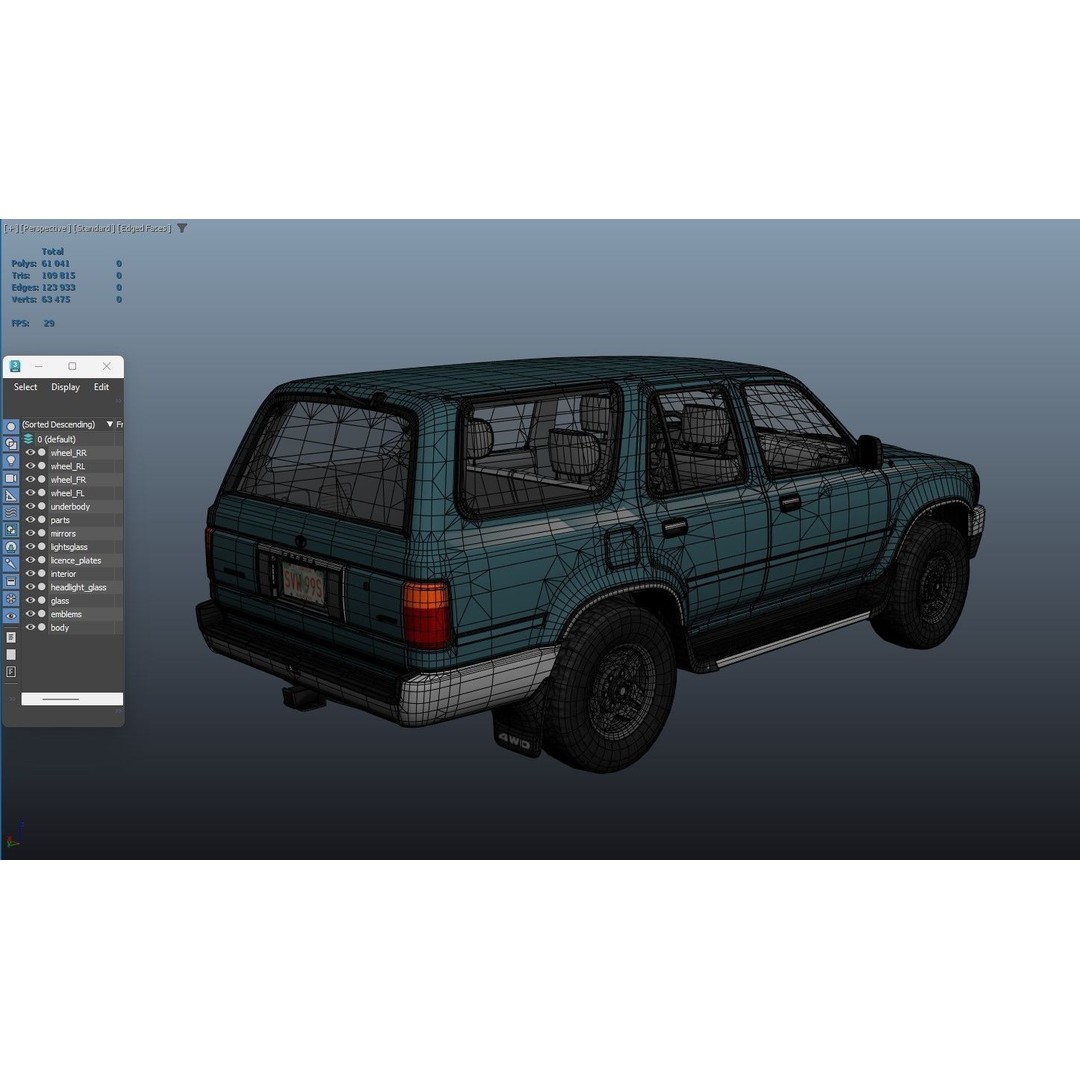1994 Toyota 4Runner 3D Model – Low Poly Game Ready Asset, FBX - View 45