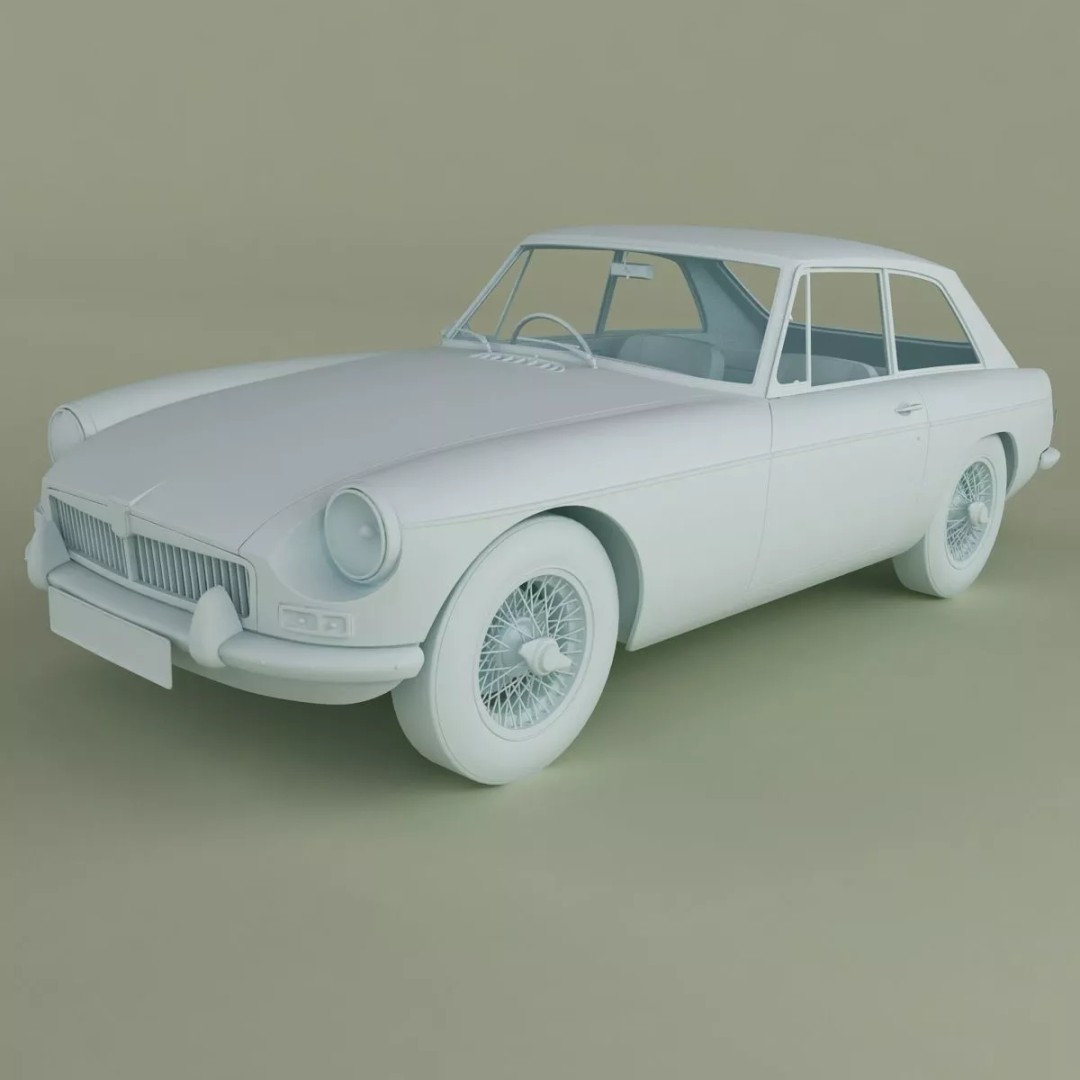 MG MGB GT 3D Model – High Poly Classic Coupe, FBX & OBJ - View 12