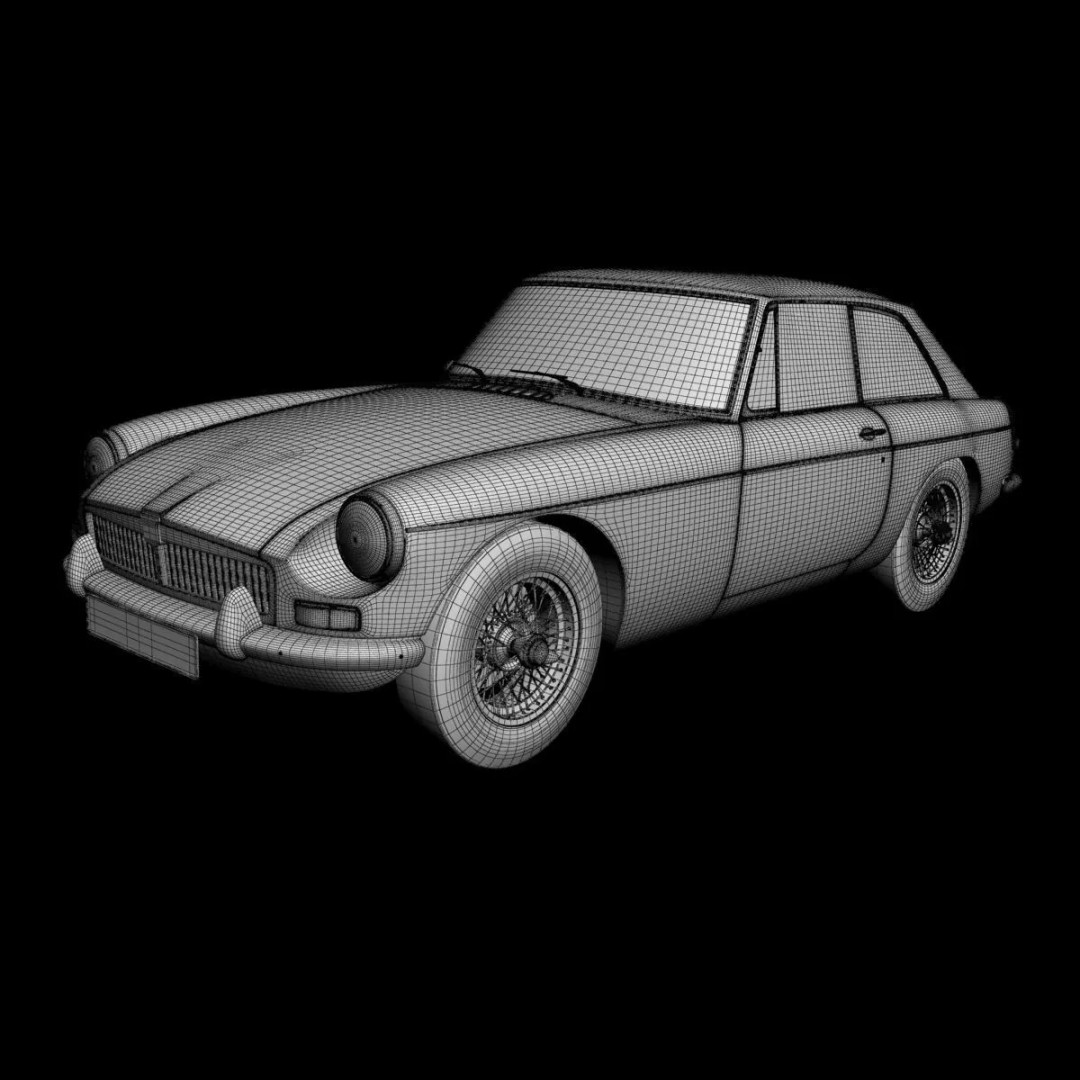 MG MGB GT 3D Model – High Poly Classic Coupe, FBX & OBJ - View 16