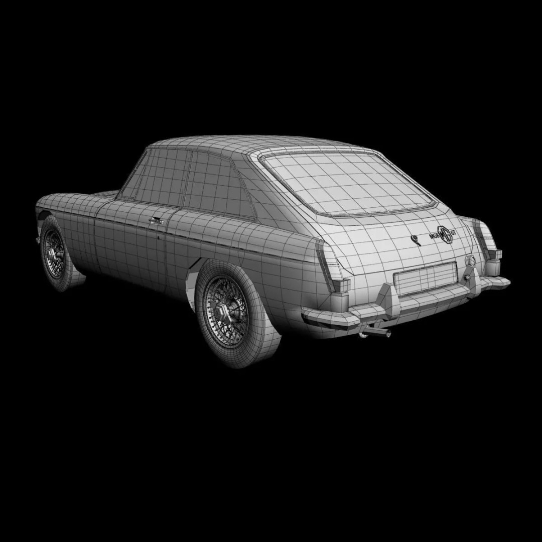 MG MGB GT 3D Model – High Poly Classic Coupe, FBX & OBJ - View 17