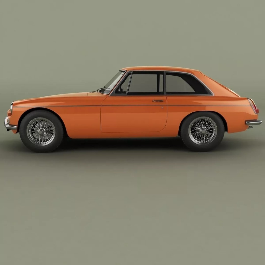 MG MGB GT 3D Model – High Poly Classic Coupe, FBX & OBJ - View 3