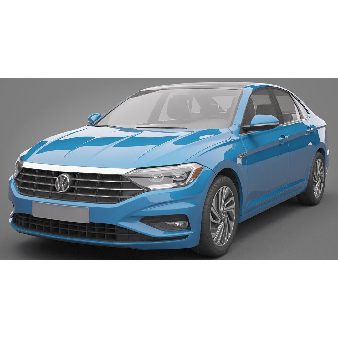 Volkswagen Jetta 2018 3D Model – High Poly Car Asset, FBX, OBJ - View 3