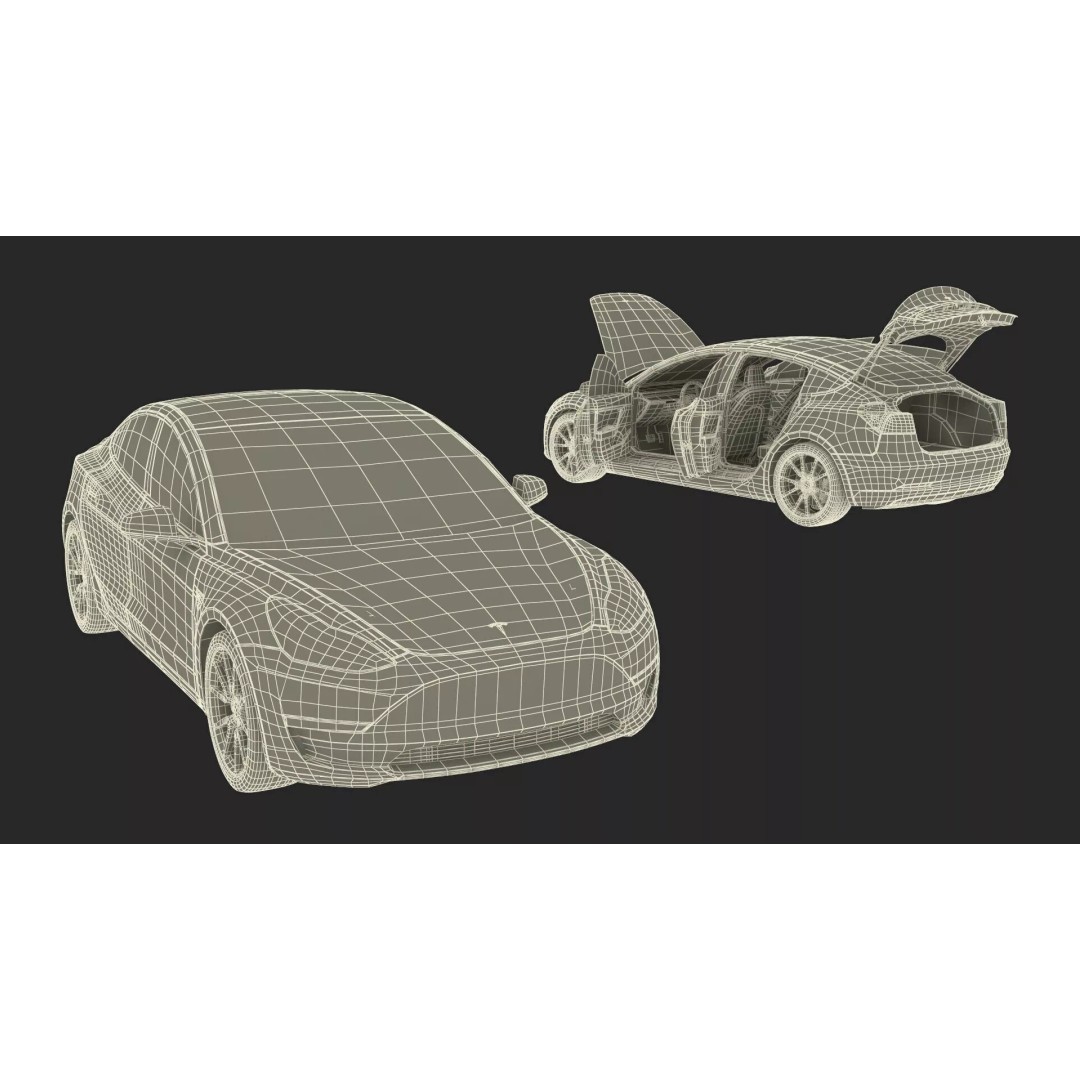Tesla Model 3 3D Model – Carbon Fiber Sport Package, Rigged
