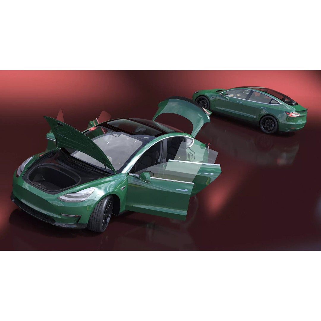 Tesla Model 3 3D Model – Carbon Fiber Sport Package, Rigged - View 11
