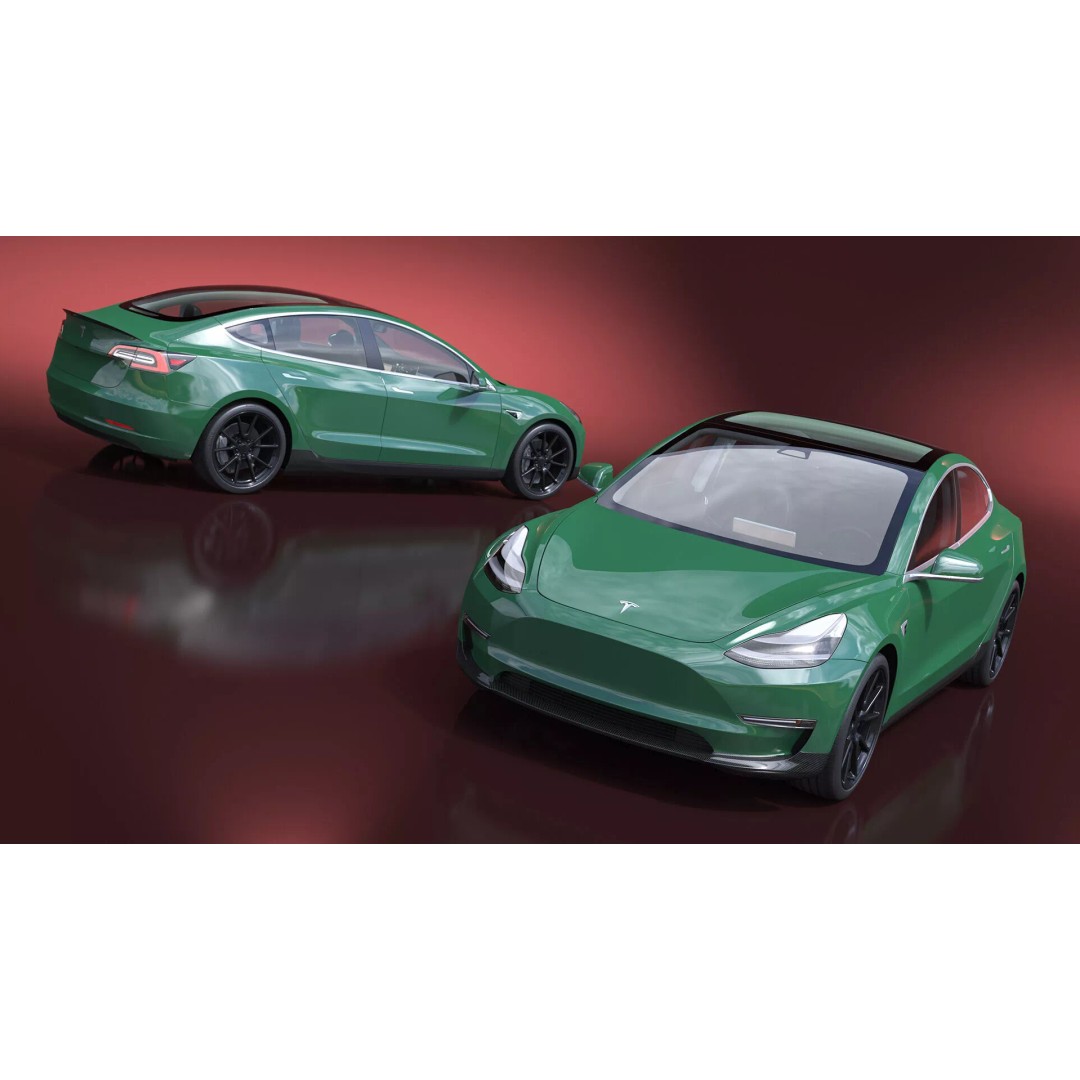 Tesla Model 3 3D Model – Carbon Fiber Sport Package, Rigged - View 13