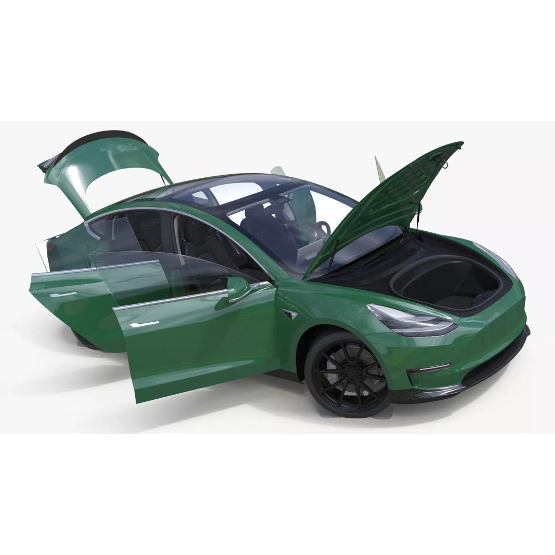 Tesla Model 3 3D Model – Carbon Fiber Sport Package, Rigged - View 14