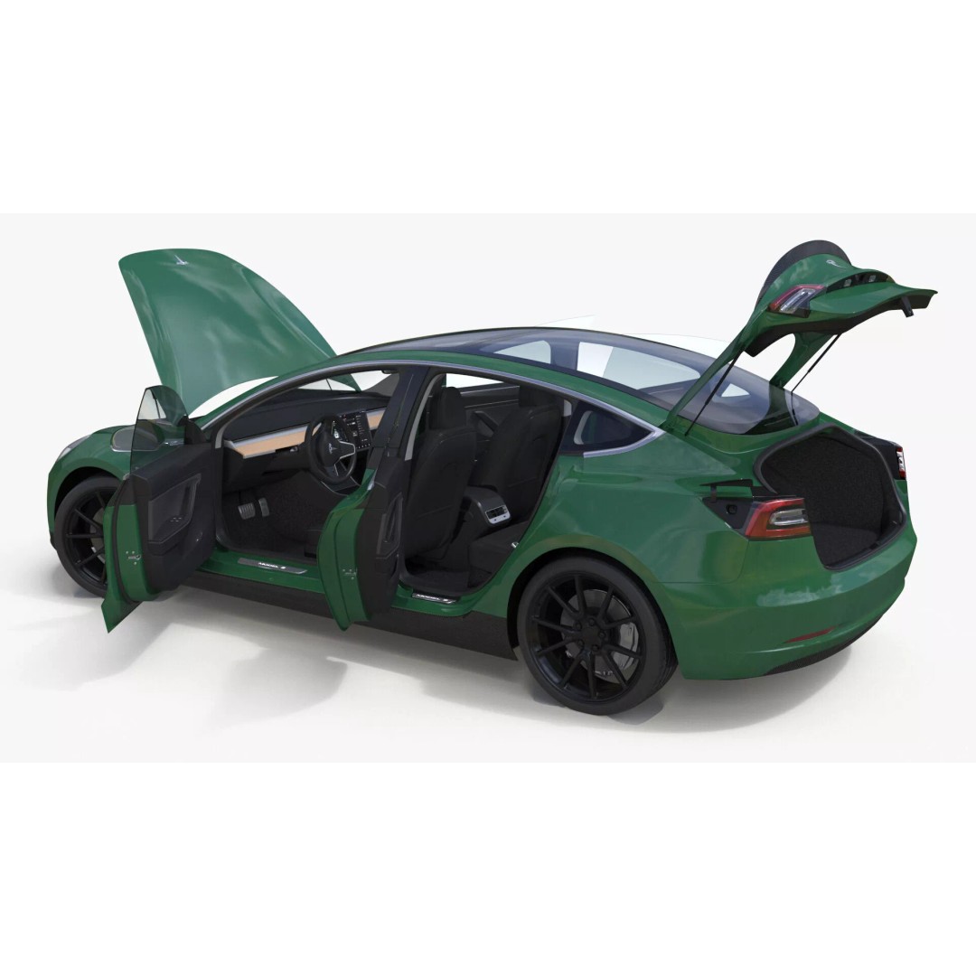 Tesla Model 3 3D Model – Carbon Fiber Sport Package, Rigged - View 15