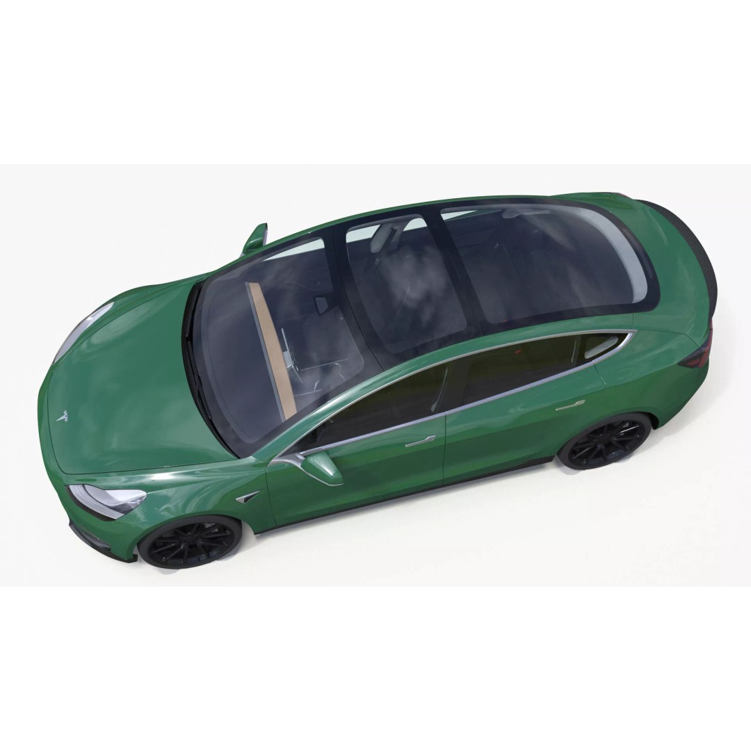 Tesla Model 3 3D Model – Carbon Fiber Sport Package, Rigged - View 16