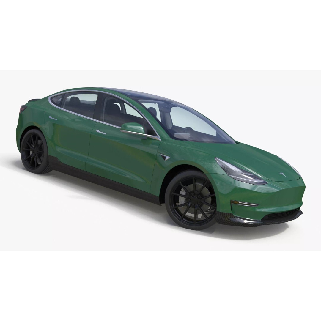 Tesla Model 3 3D Model – Carbon Fiber Sport Package, Rigged - View 25