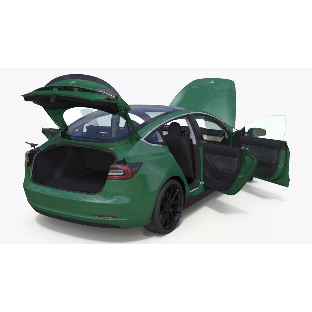 Tesla Model 3 3D Model – Carbon Fiber Sport Package, Rigged - View 27