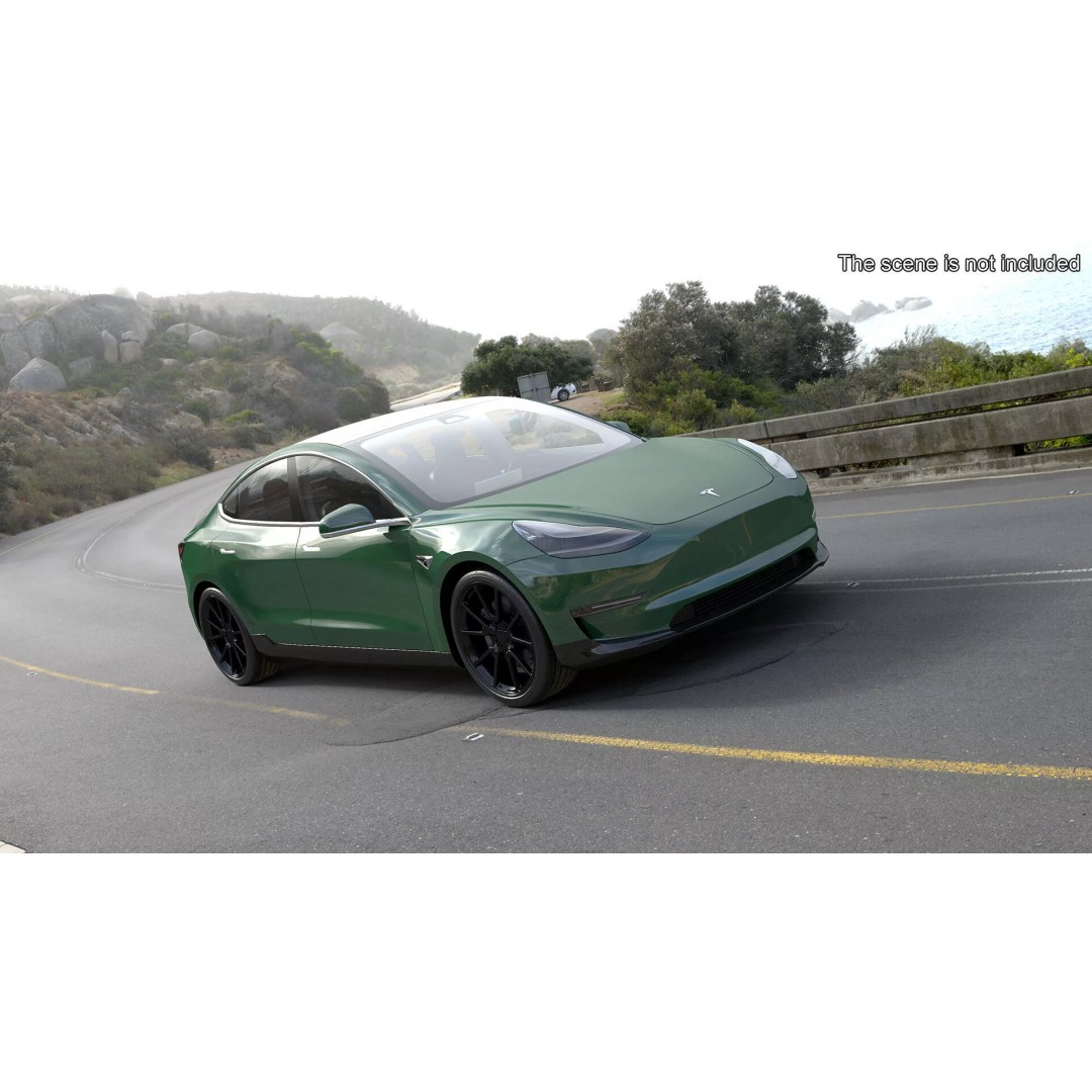 Tesla Model 3 3D Model – Carbon Fiber Sport Package, Rigged - View 3