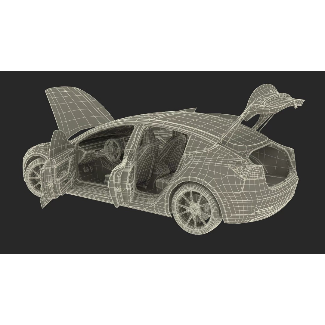 Tesla Model 3 3D Model – Carbon Fiber Sport Package, Rigged - View 34