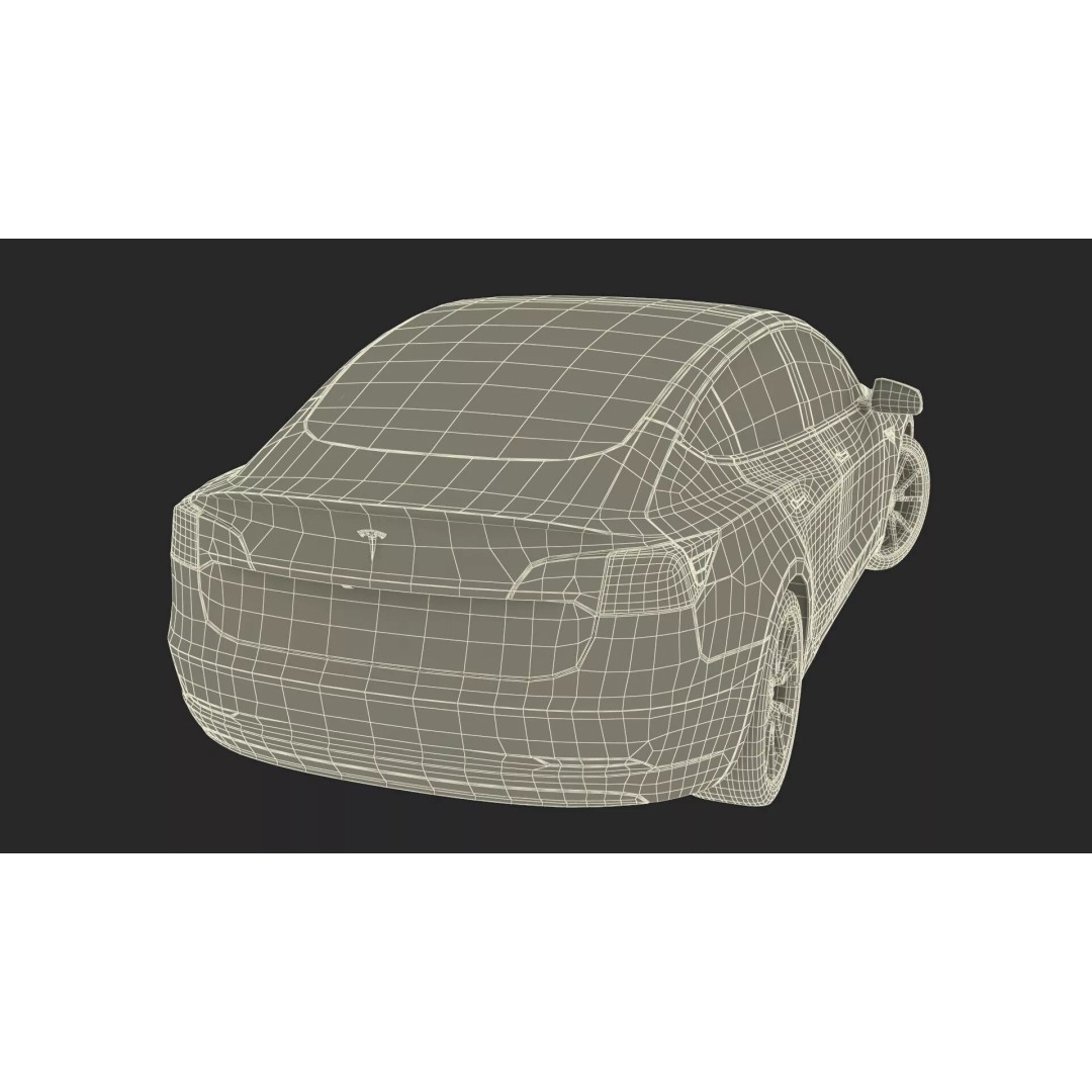 Tesla Model 3 3D Model – Carbon Fiber Sport Package, Rigged - View 38