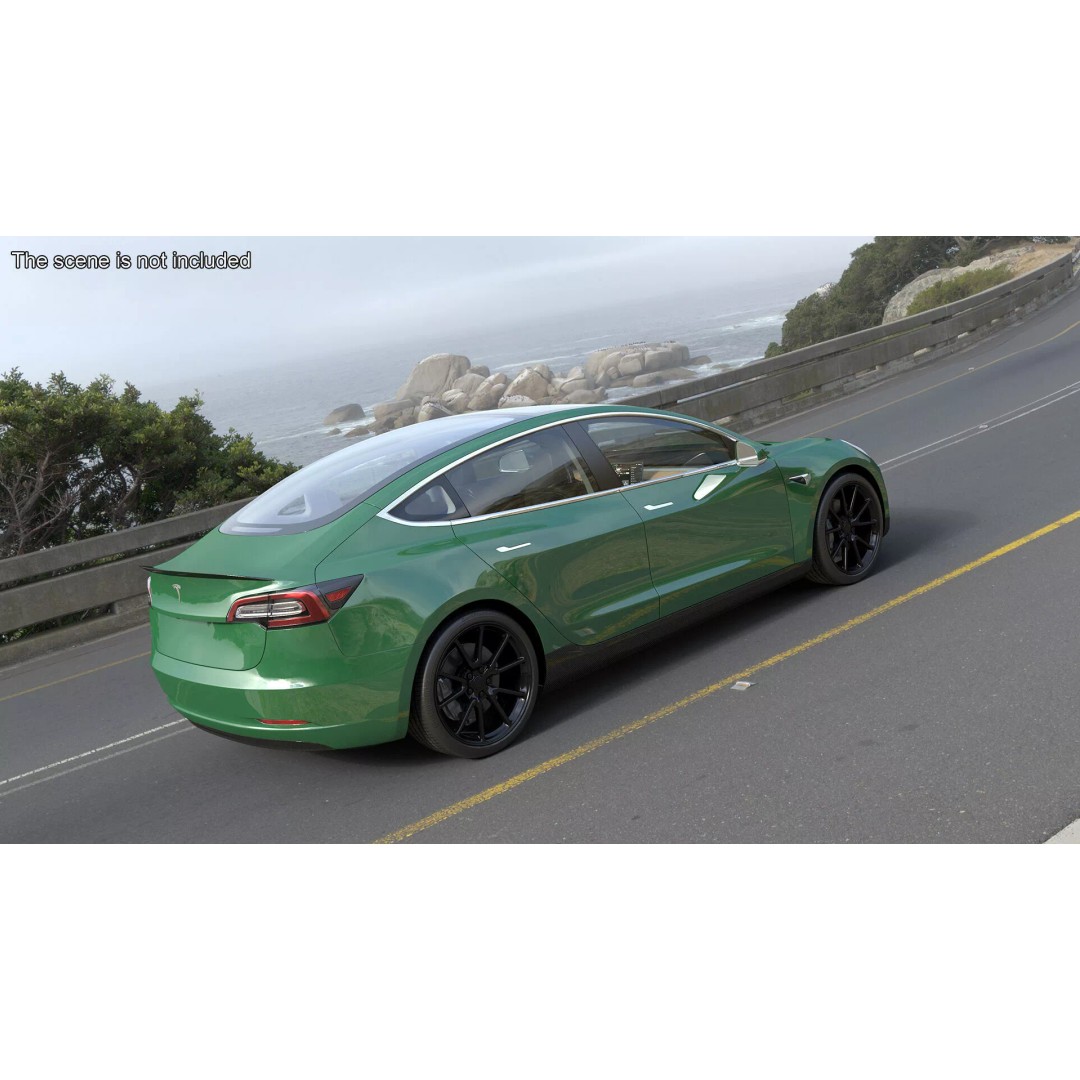 Tesla Model 3 3D Model – Carbon Fiber Sport Package, Rigged - View 4