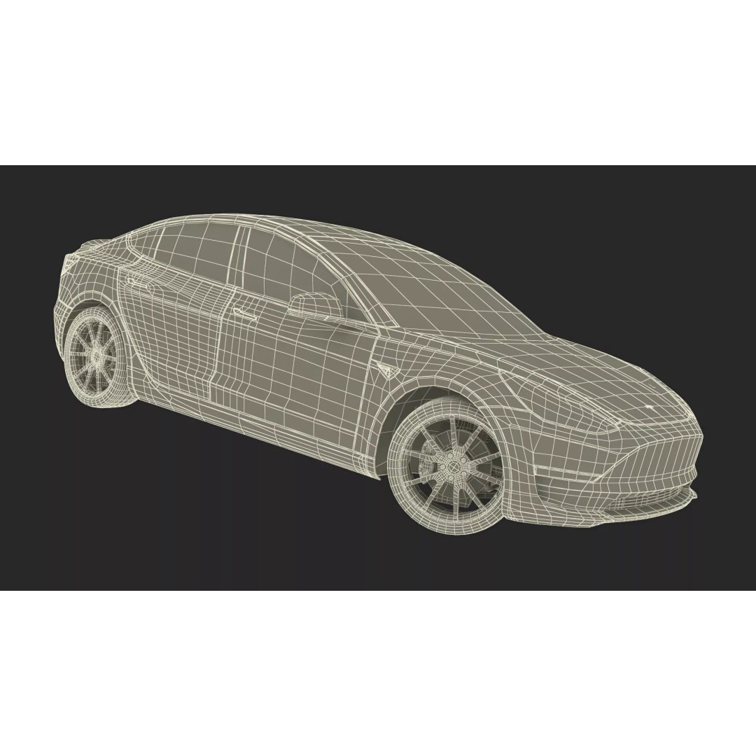 Tesla Model 3 3D Model – Carbon Fiber Sport Package, Rigged - View 44