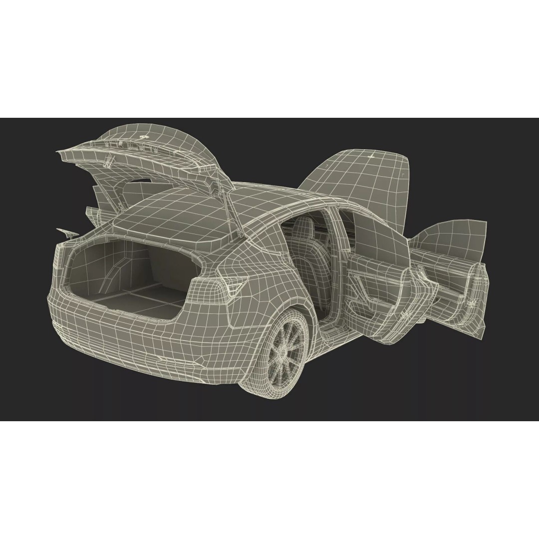 Tesla Model 3 3D Model – Carbon Fiber Sport Package, Rigged - View 46
