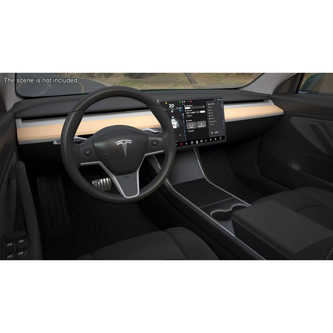 Tesla Model 3 3D Model – Carbon Fiber Sport Package, Rigged - View 8