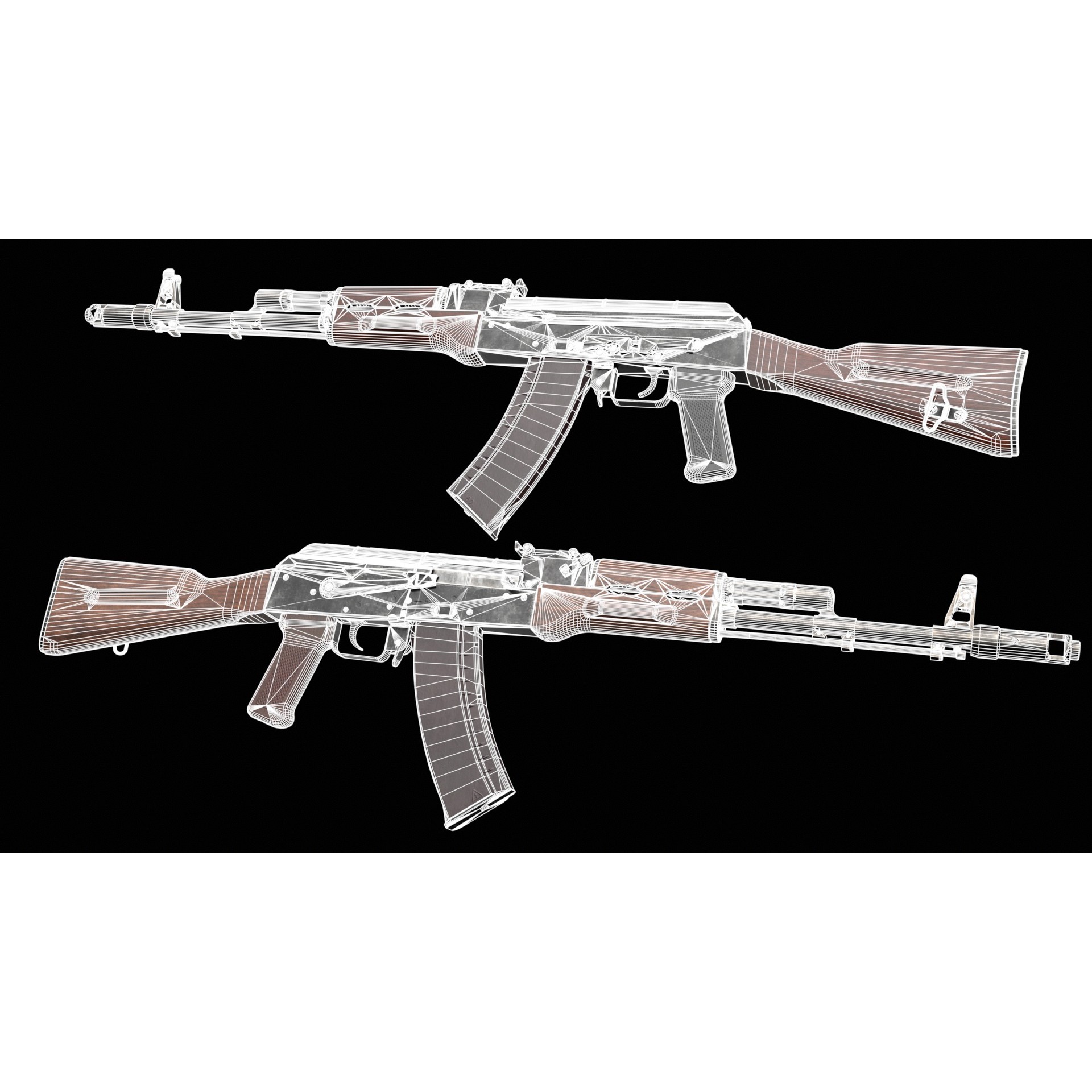 AK-74 Kalashnikov Assault Rifle - Low-Poly Game-Ready 3D Model