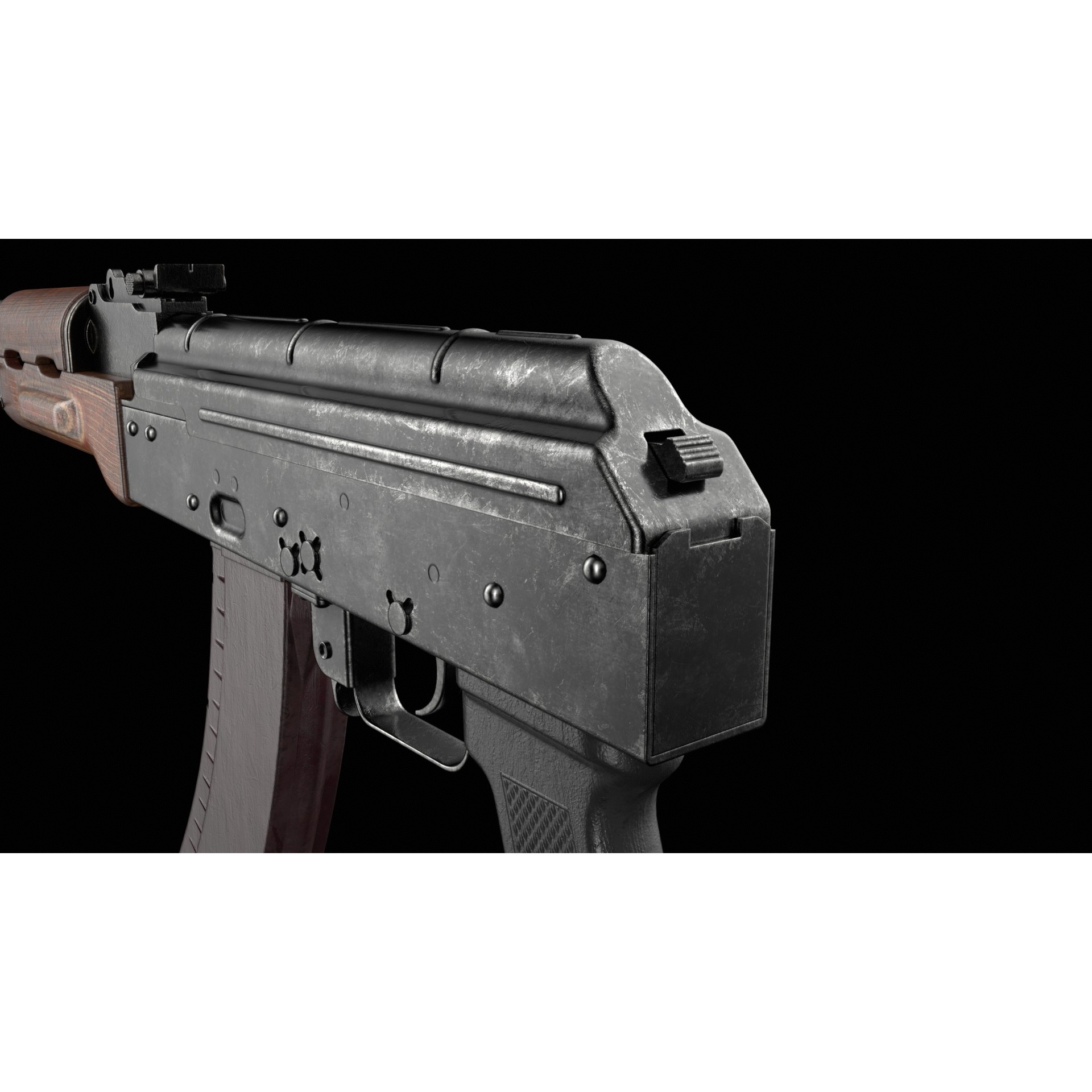 AK-74 Kalashnikov Assault Rifle - Low-Poly Game-Ready 3D Model - View 10