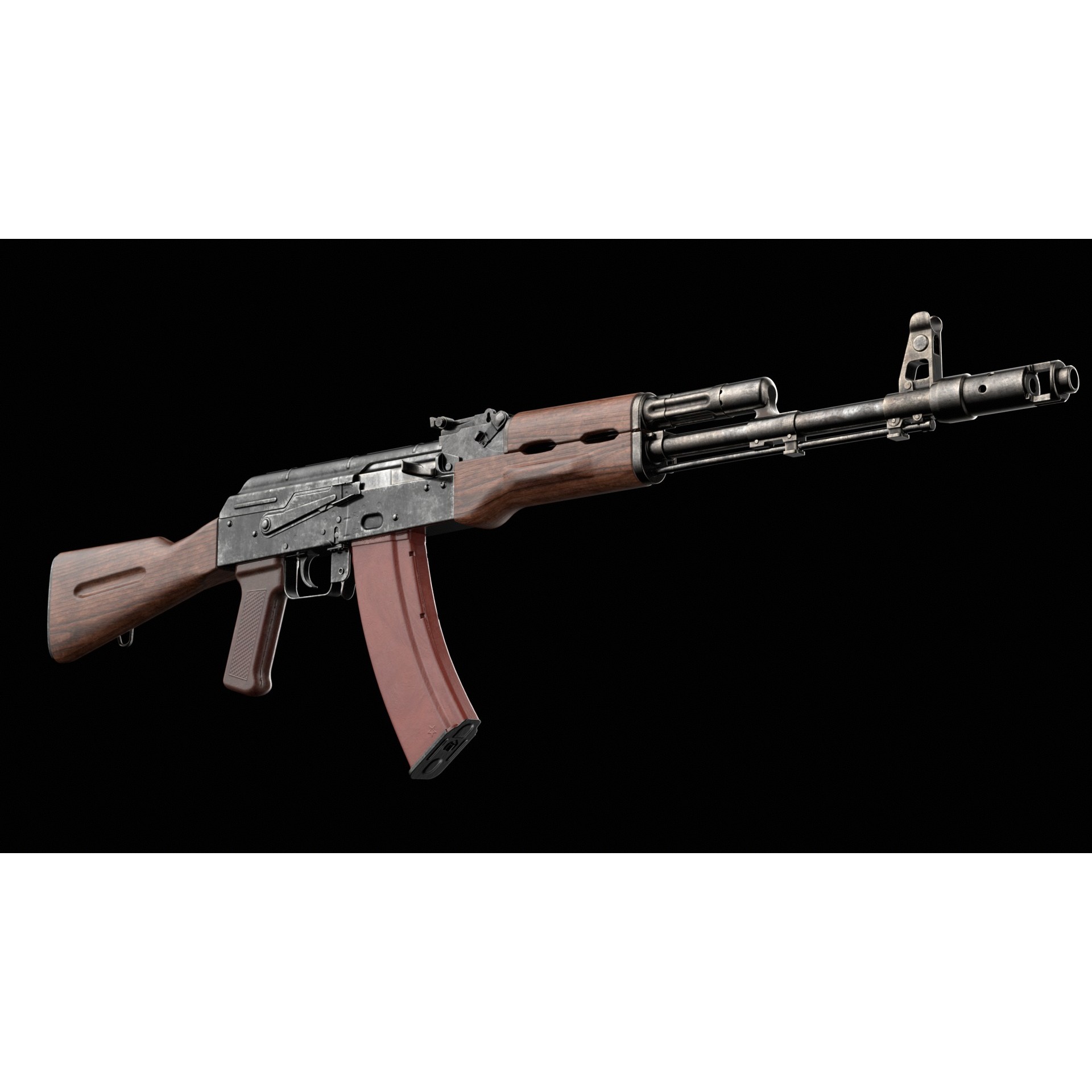 AK-74 Kalashnikov Assault Rifle - Low-Poly Game-Ready 3D Model - View 11