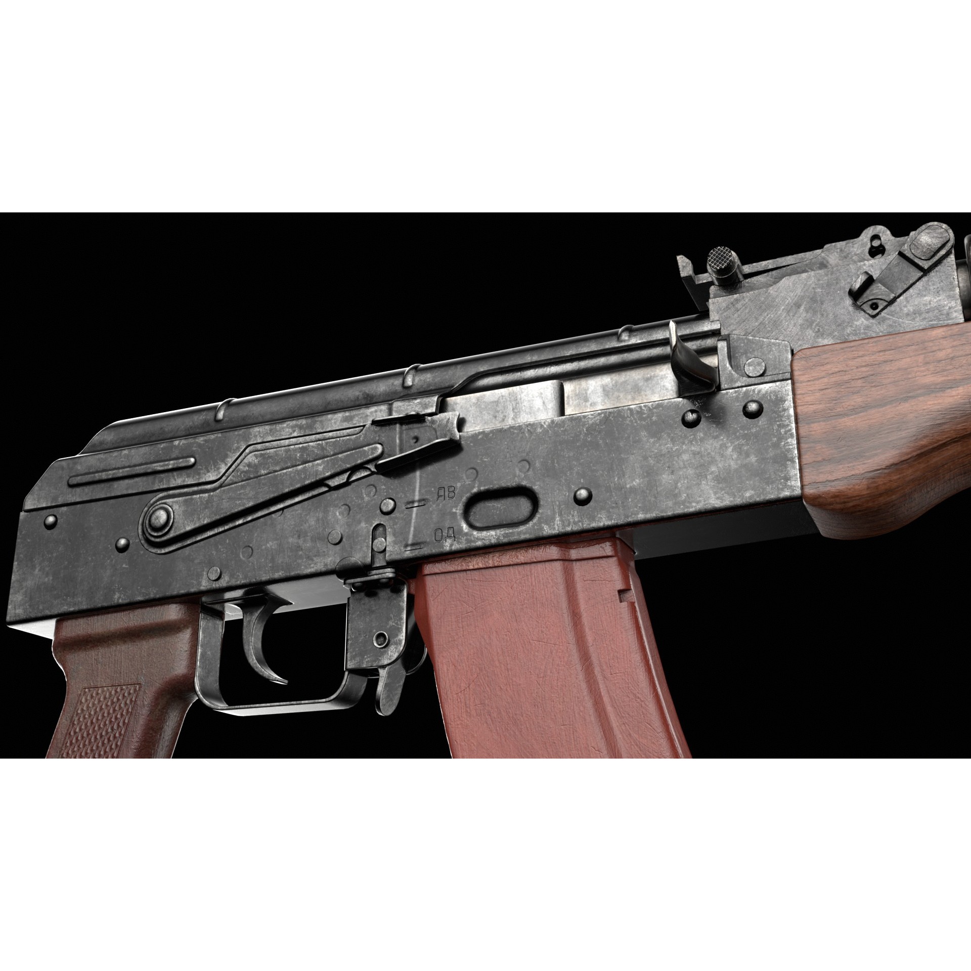 AK-74 Kalashnikov Assault Rifle - Low-Poly Game-Ready 3D Model - View 12