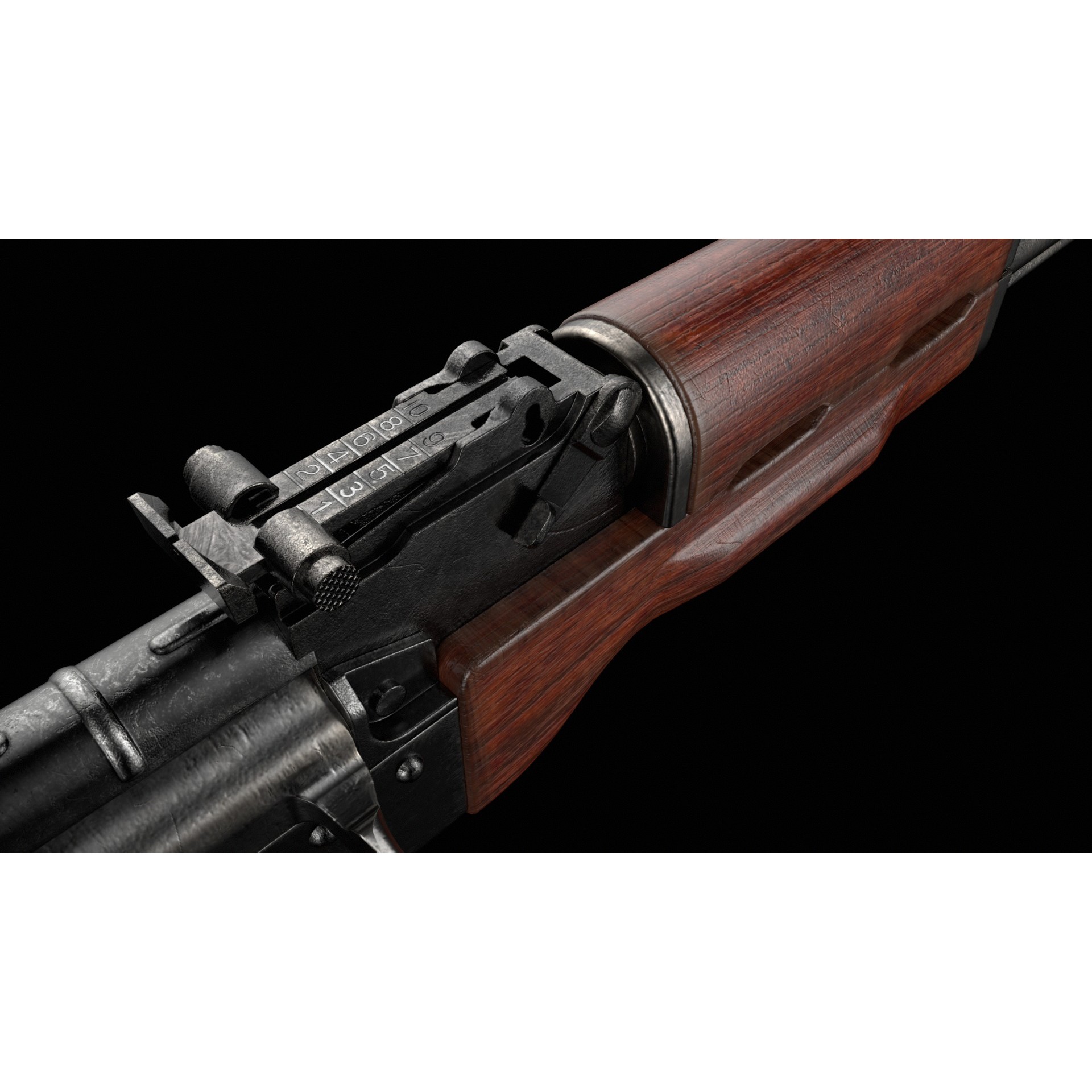 AK-74 Kalashnikov Assault Rifle - Low-Poly Game-Ready 3D Model - View 14