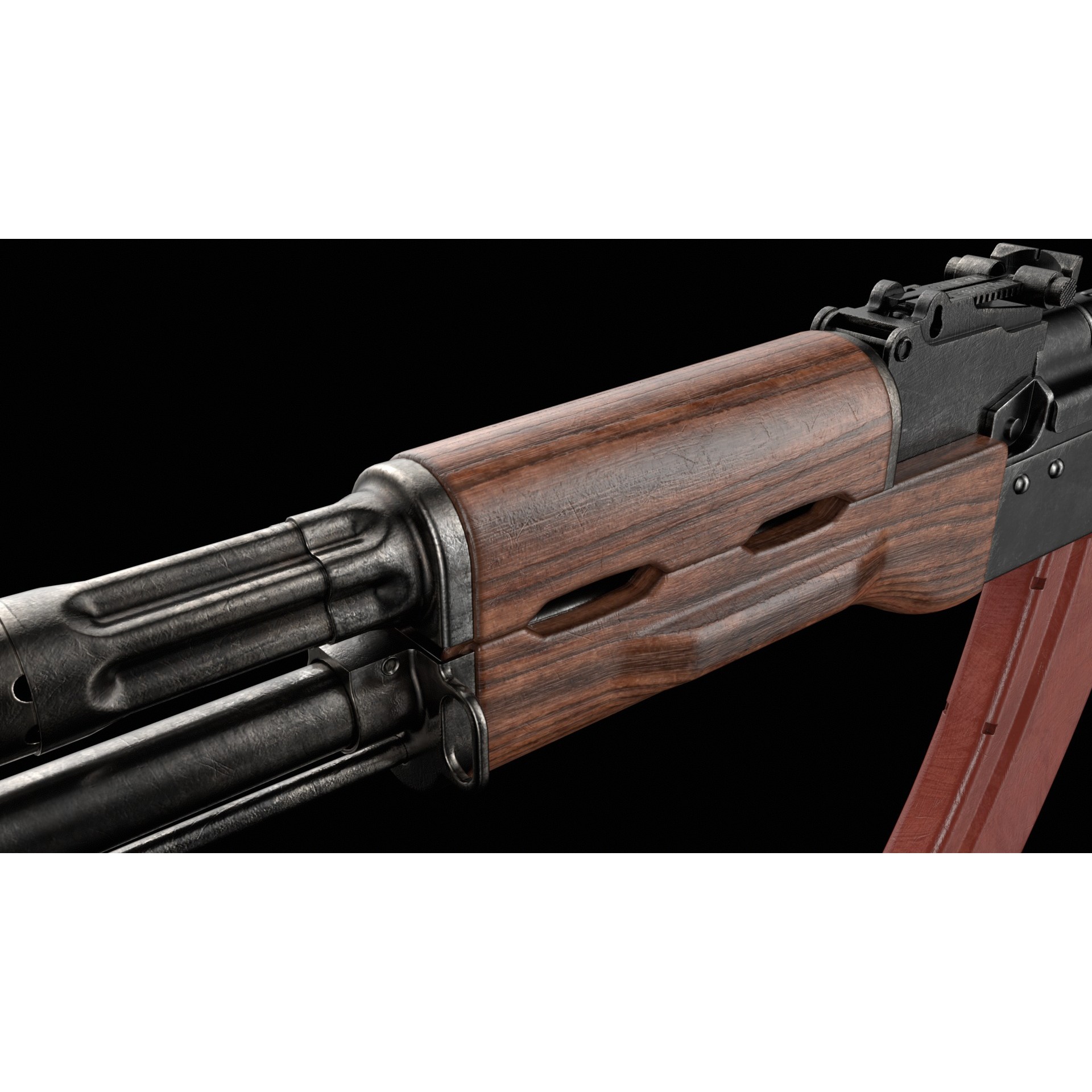AK-74 Kalashnikov Assault Rifle - Low-Poly Game-Ready 3D Model - View 15