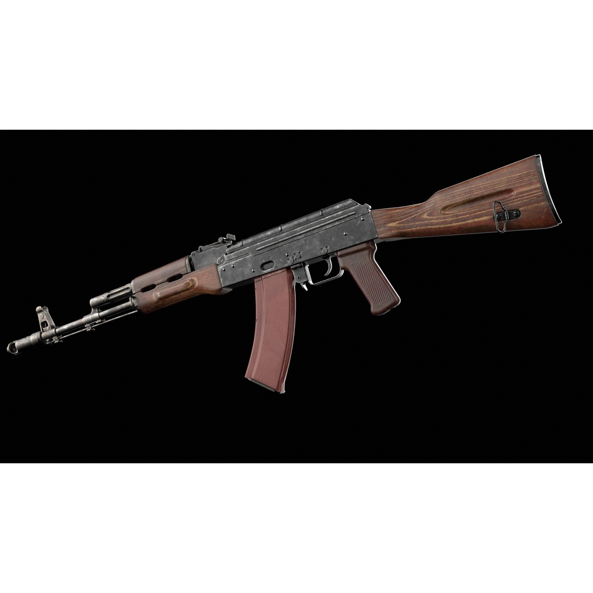 AK-74 Kalashnikov Assault Rifle - Low-Poly Game-Ready 3D Model - View 16