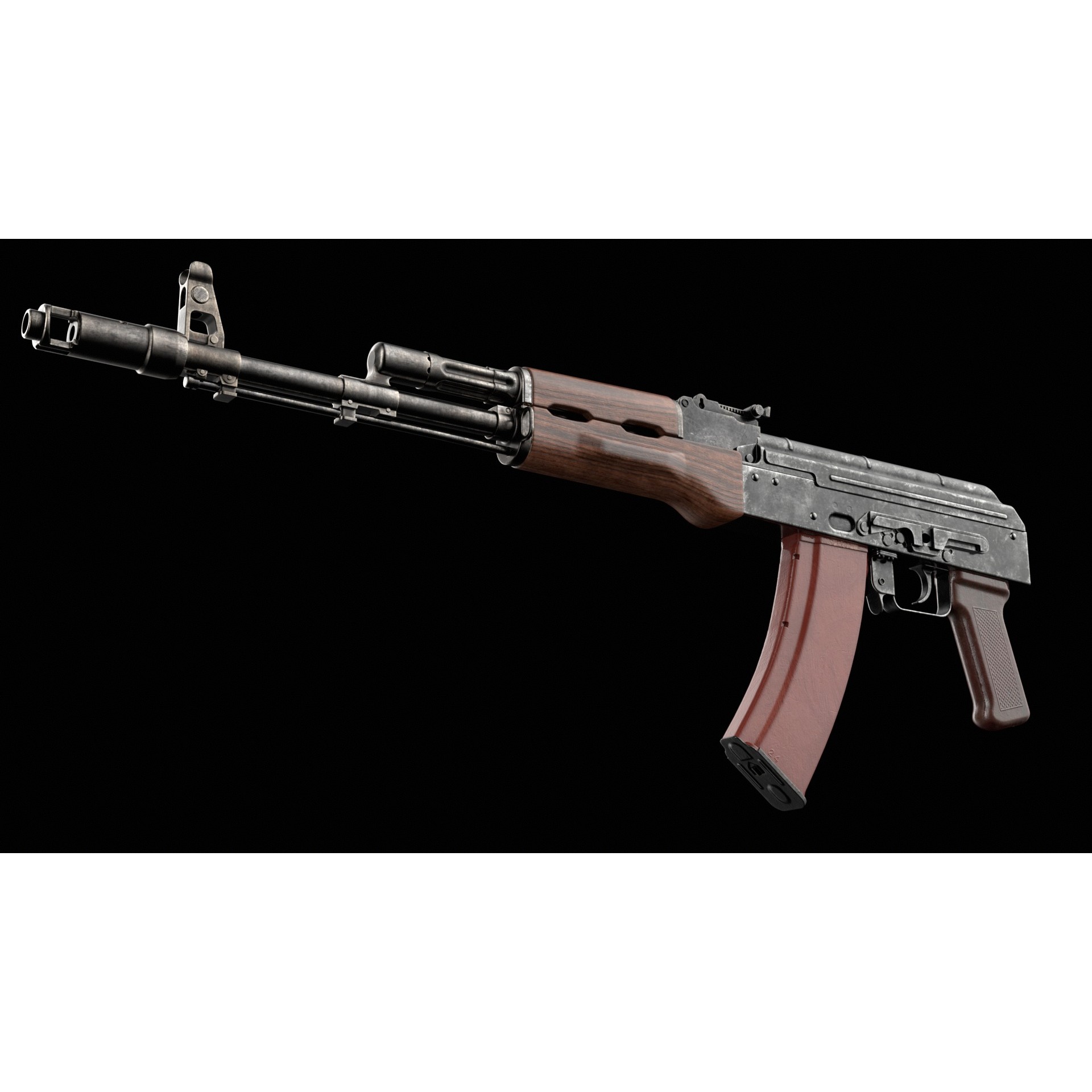 AK-74 Kalashnikov Assault Rifle - Low-Poly Game-Ready 3D Model - View 18