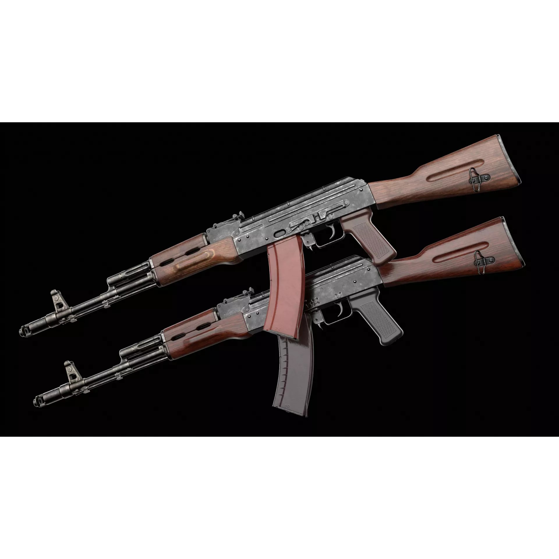 AK-74 Kalashnikov Assault Rifle - Low-Poly Game-Ready 3D Model - View 2