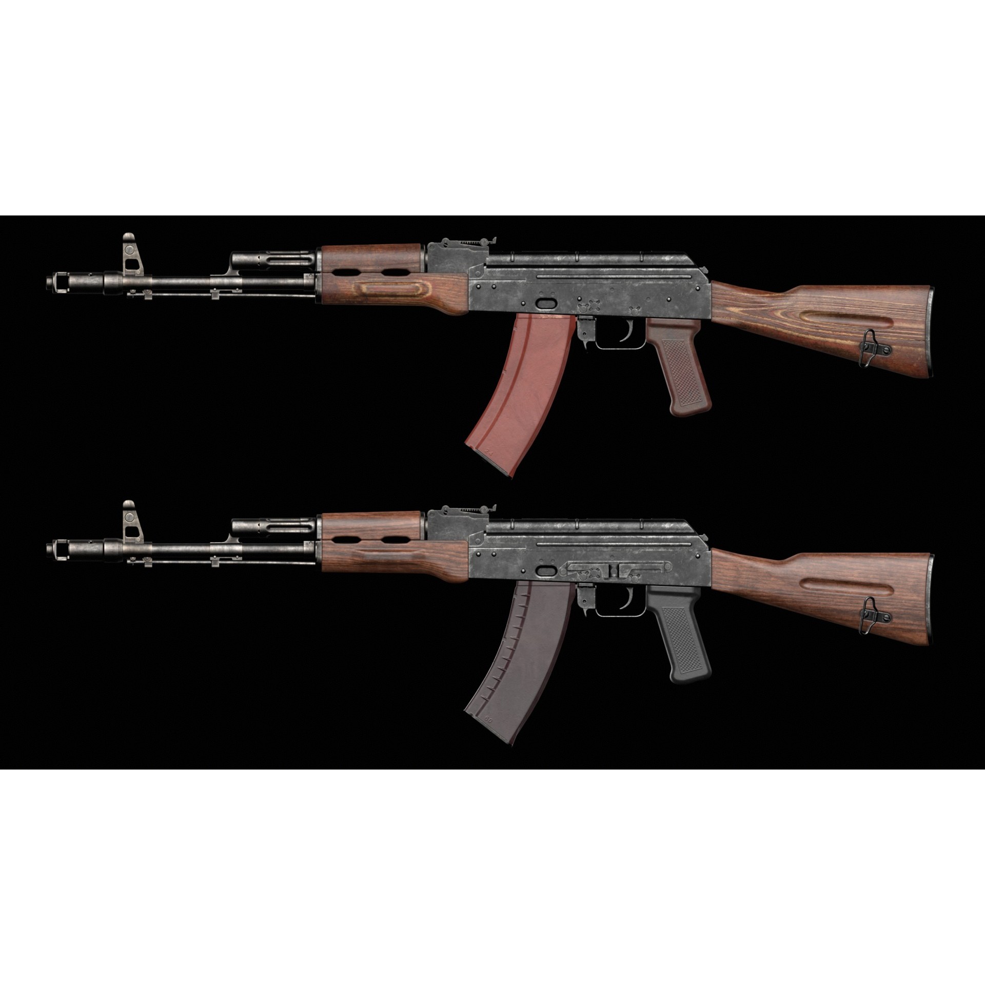 AK-74 Kalashnikov Assault Rifle - Low-Poly Game-Ready 3D Model - View 20
