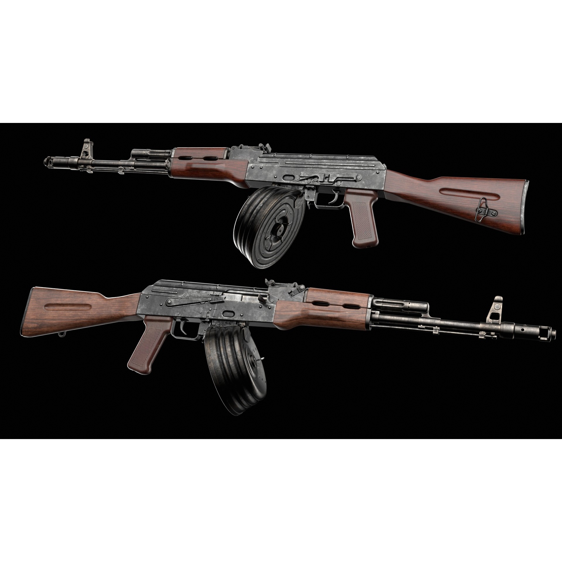 AK-74 Kalashnikov Assault Rifle - Low-Poly Game-Ready 3D Model - View 21