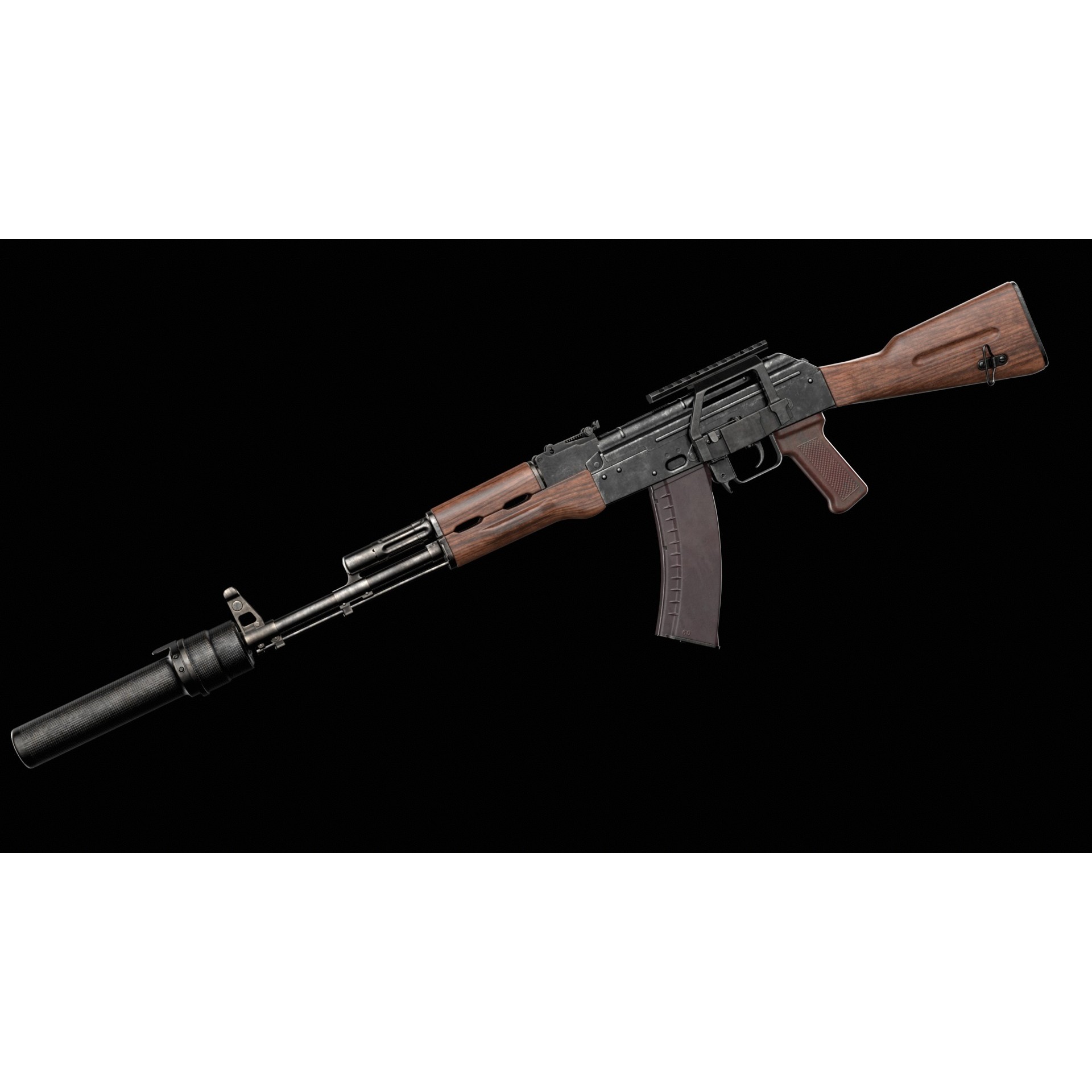 AK-74 Kalashnikov Assault Rifle - Low-Poly Game-Ready 3D Model - View 23