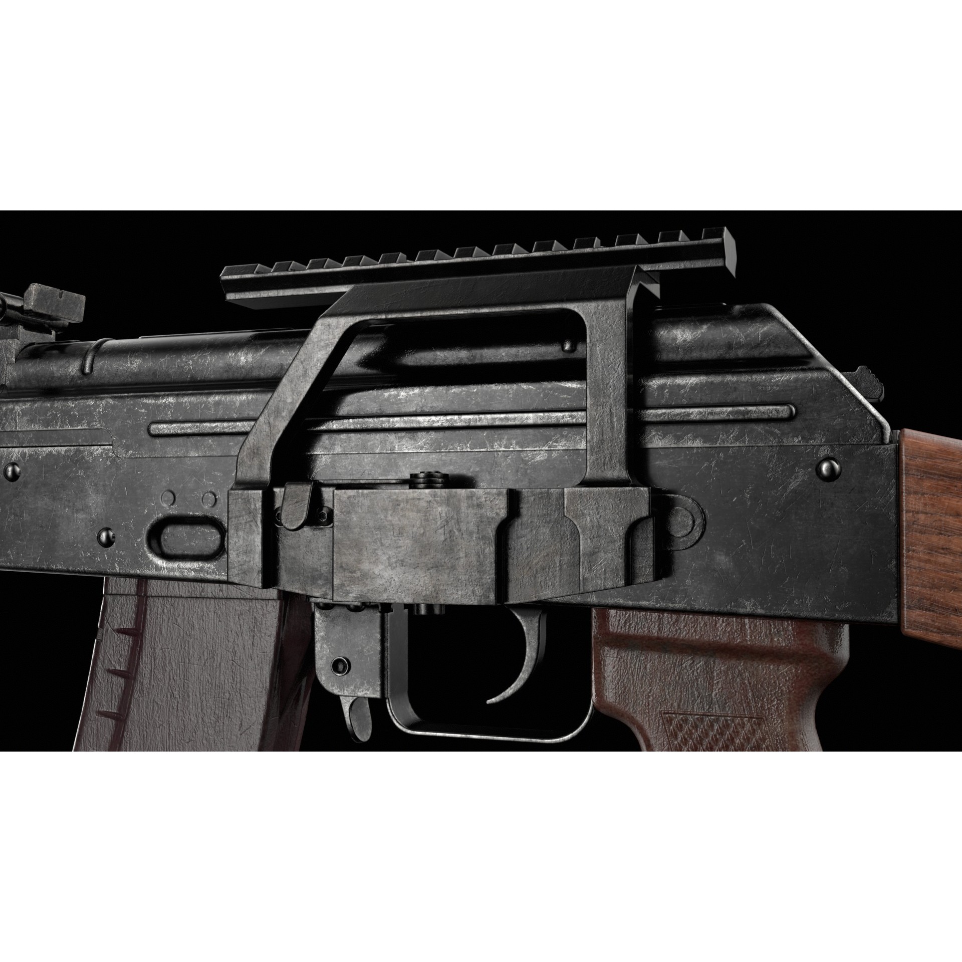 AK-74 Kalashnikov Assault Rifle - Low-Poly Game-Ready 3D Model - View 24