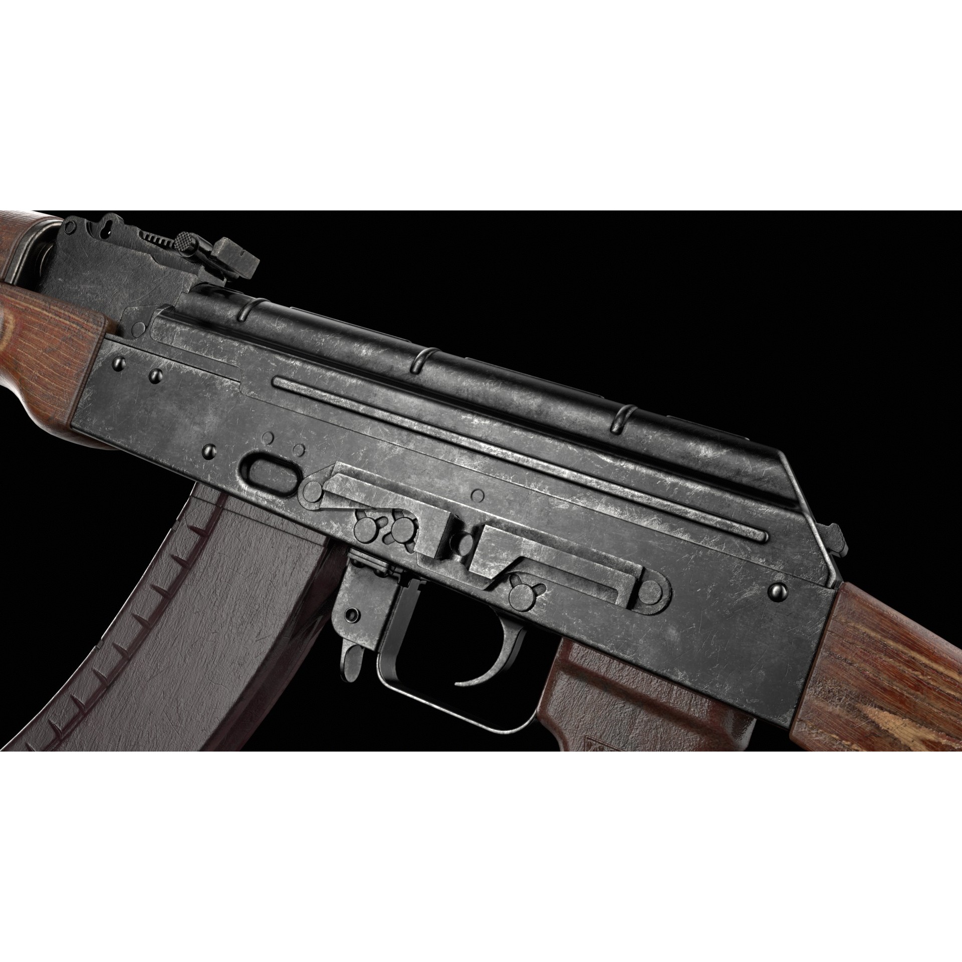 AK-74 Kalashnikov Assault Rifle - Low-Poly Game-Ready 3D Model - View 25