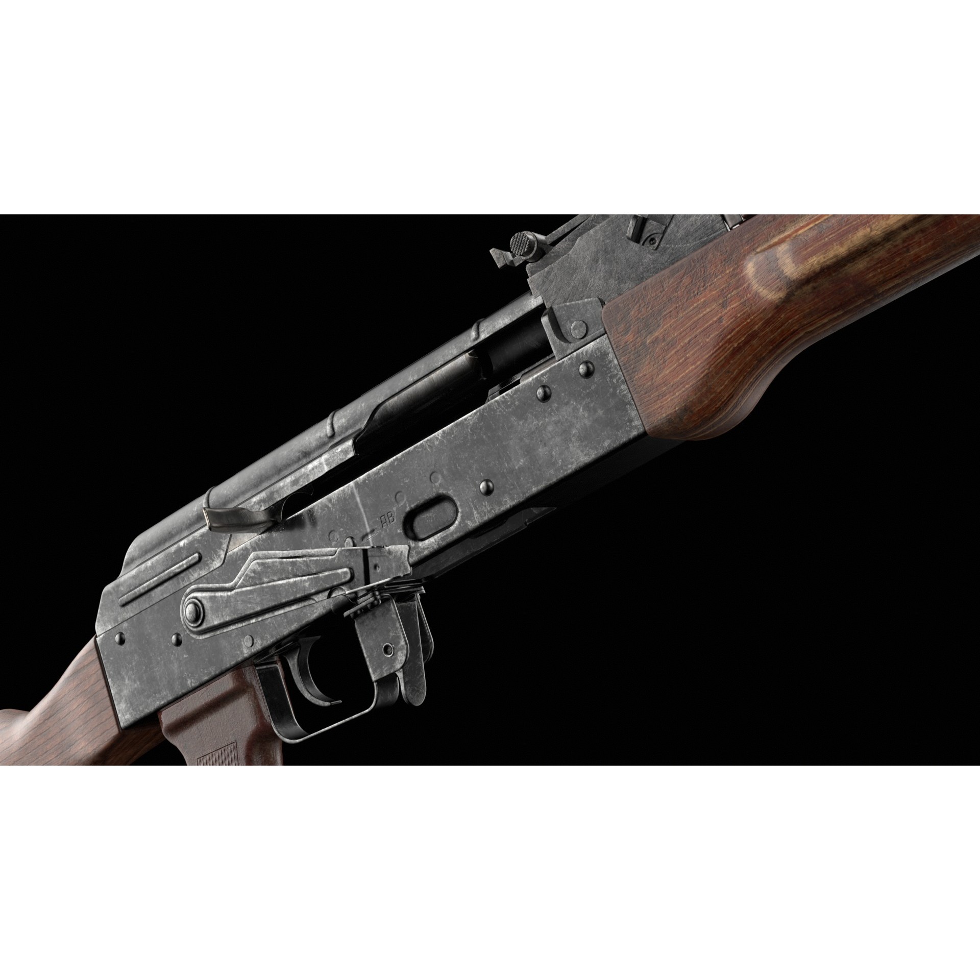AK-74 Kalashnikov Assault Rifle - Low-Poly Game-Ready 3D Model - View 26