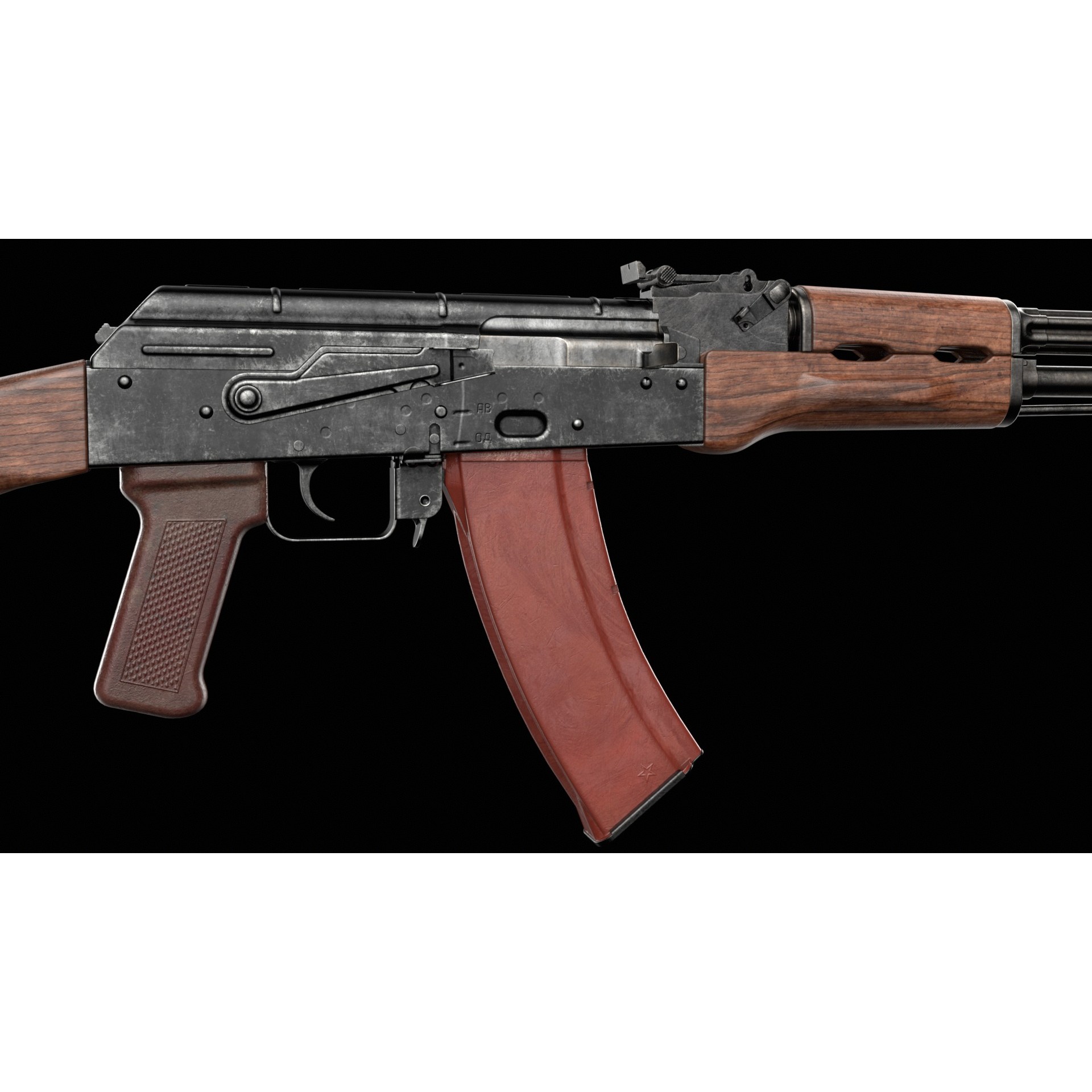 AK-74 Kalashnikov Assault Rifle - Low-Poly Game-Ready 3D Model - View 28