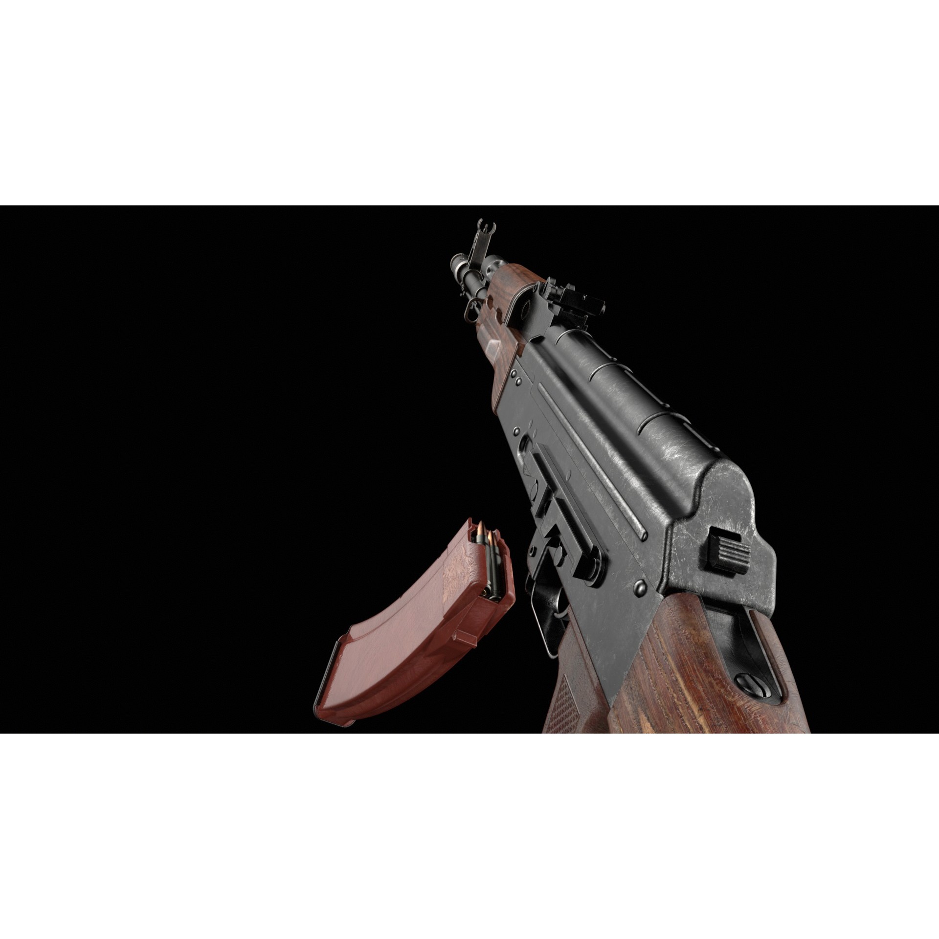 AK-74 Kalashnikov Assault Rifle - Low-Poly Game-Ready 3D Model - View 37