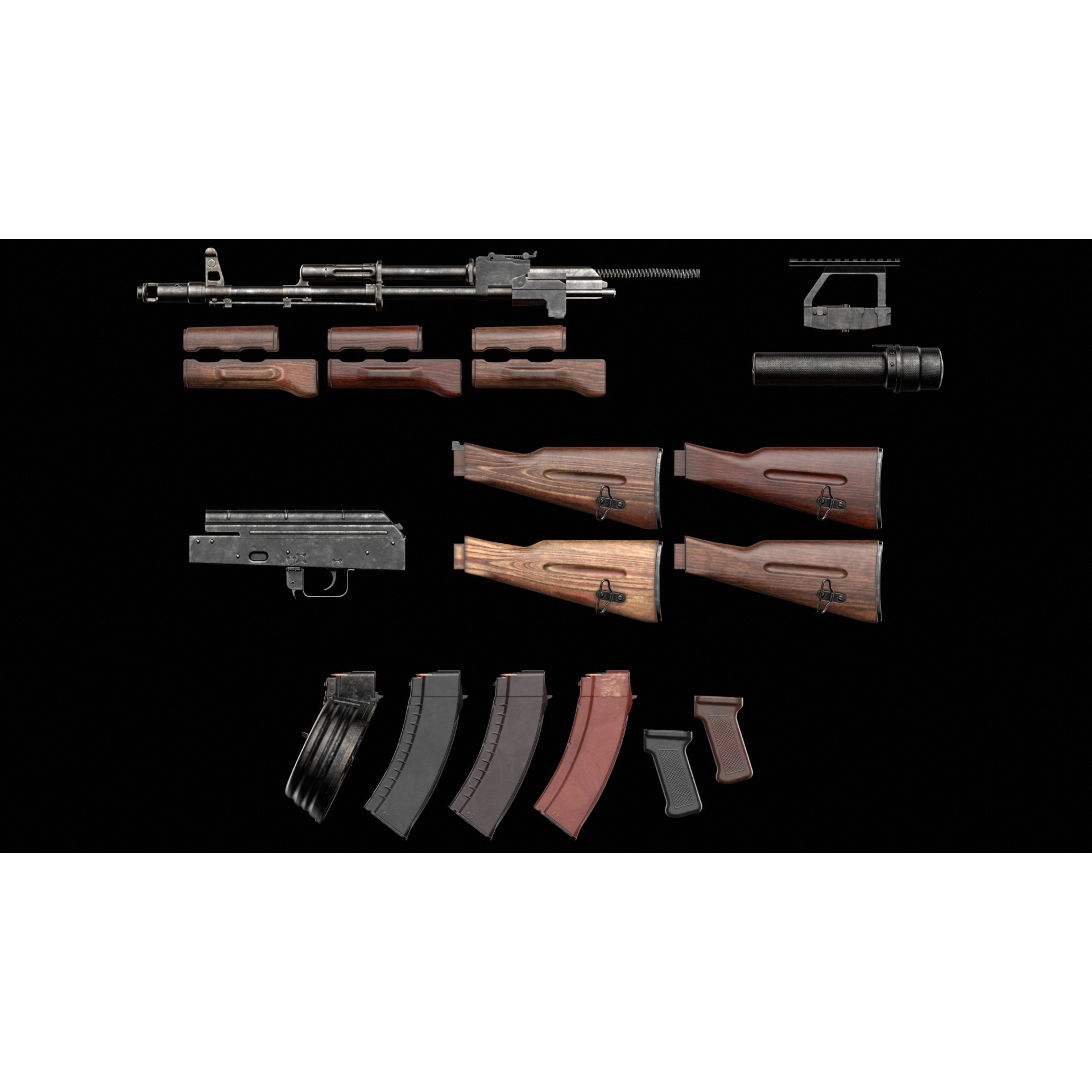 AK-74 Kalashnikov Assault Rifle - Low-Poly Game-Ready 3D Model - View 5