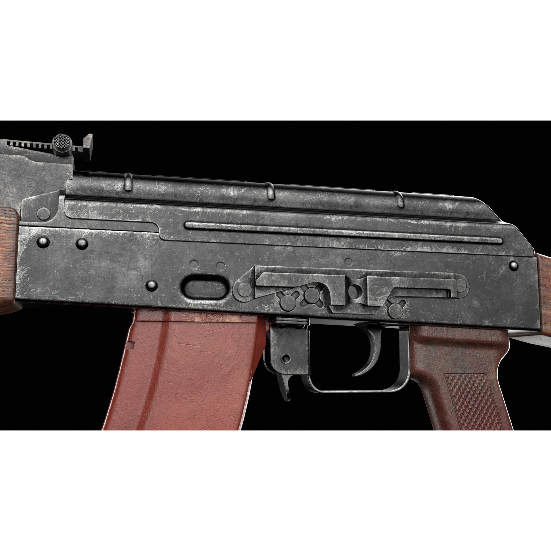 AK-74 Kalashnikov Assault Rifle - Low-Poly Game-Ready 3D Model - View 6