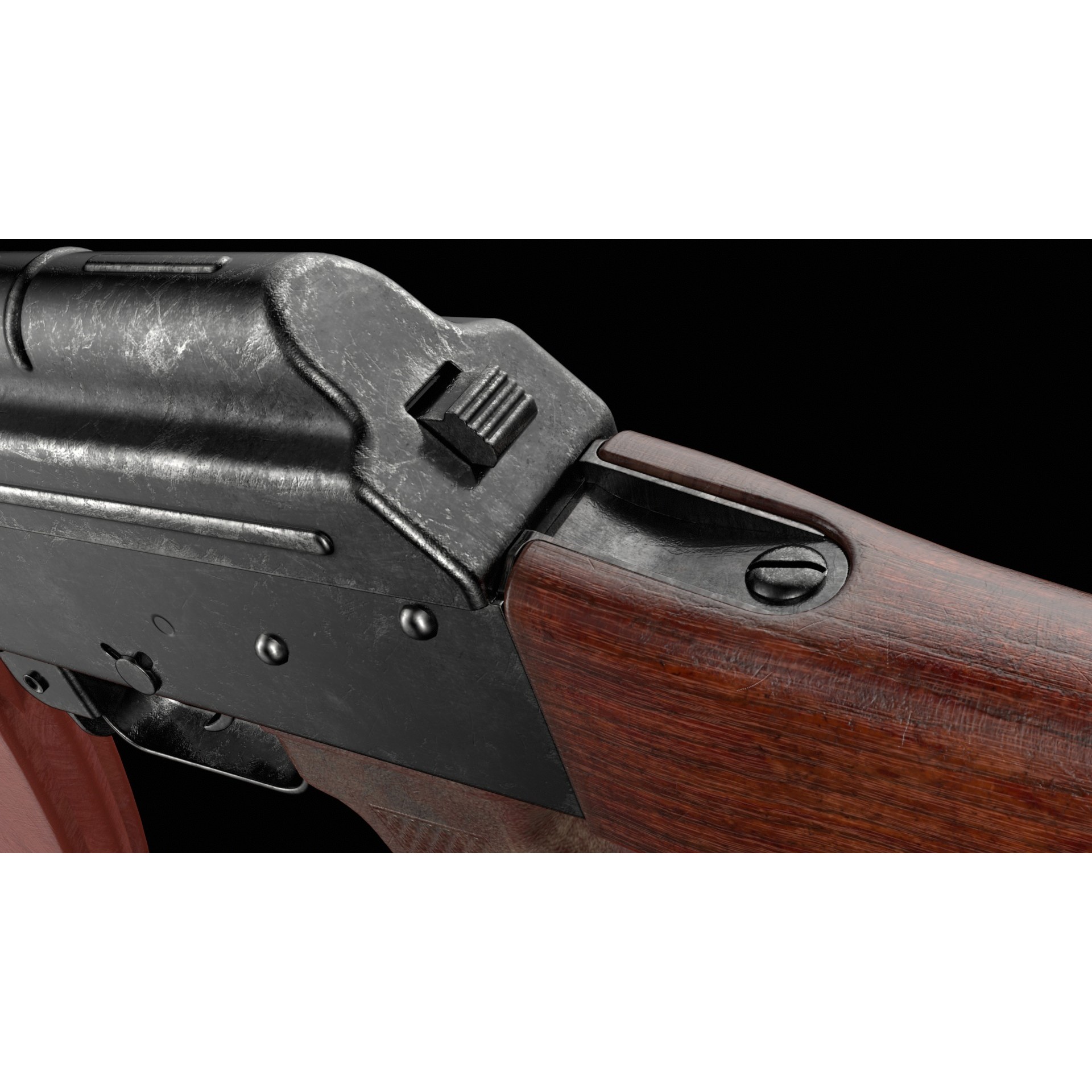 AK-74 Kalashnikov Assault Rifle - Low-Poly Game-Ready 3D Model - View 8