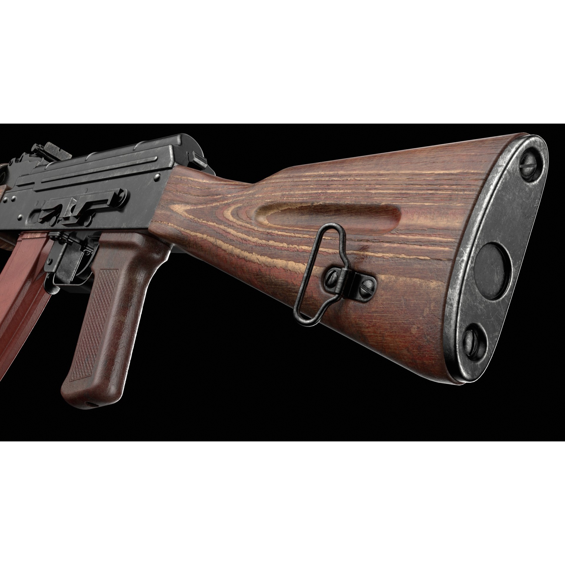 AK-74 Kalashnikov Assault Rifle - Low-Poly Game-Ready 3D Model - View 9