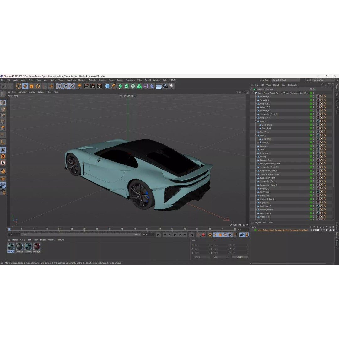 Lexus Future Sport Concept Vehicle 3D Model – Turquoise PBR Asset, FBX