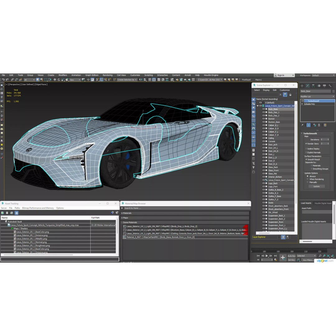 Lexus Future Sport Concept Vehicle 3D Model – Turquoise PBR Asset, FBX - View 23