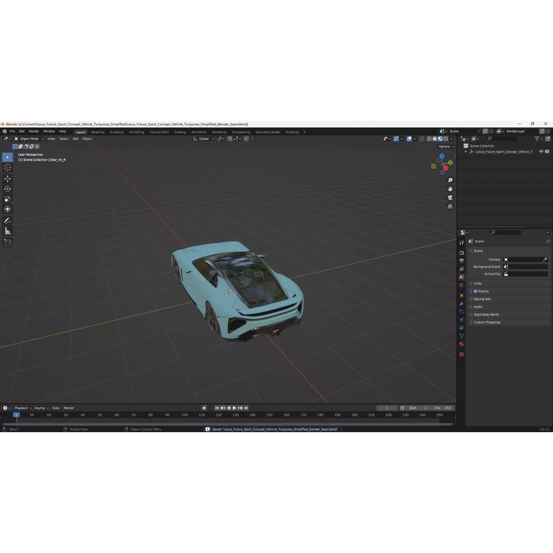 Lexus Future Sport Concept Vehicle 3D Model – Turquoise PBR Asset, FBX - View 24