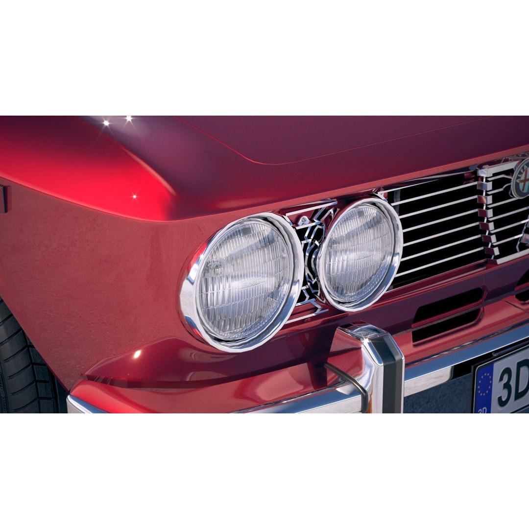 Alfa Romeo GTV 1974 3D Model – High Poly Classic Car Asset, FBX - View 17