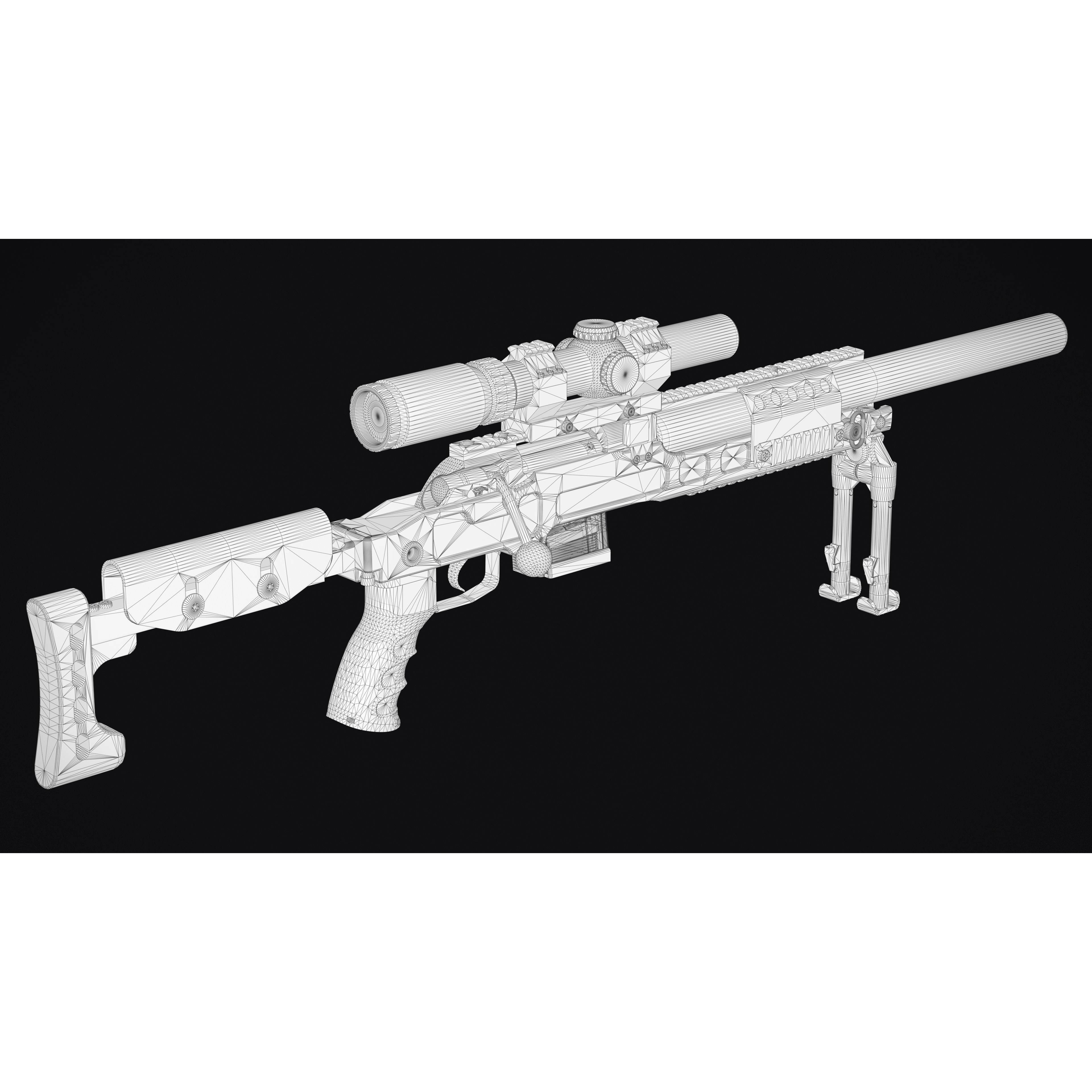 SPR300 Sniper Rifle - Low-Poly Game-Ready 3D Model - View 10